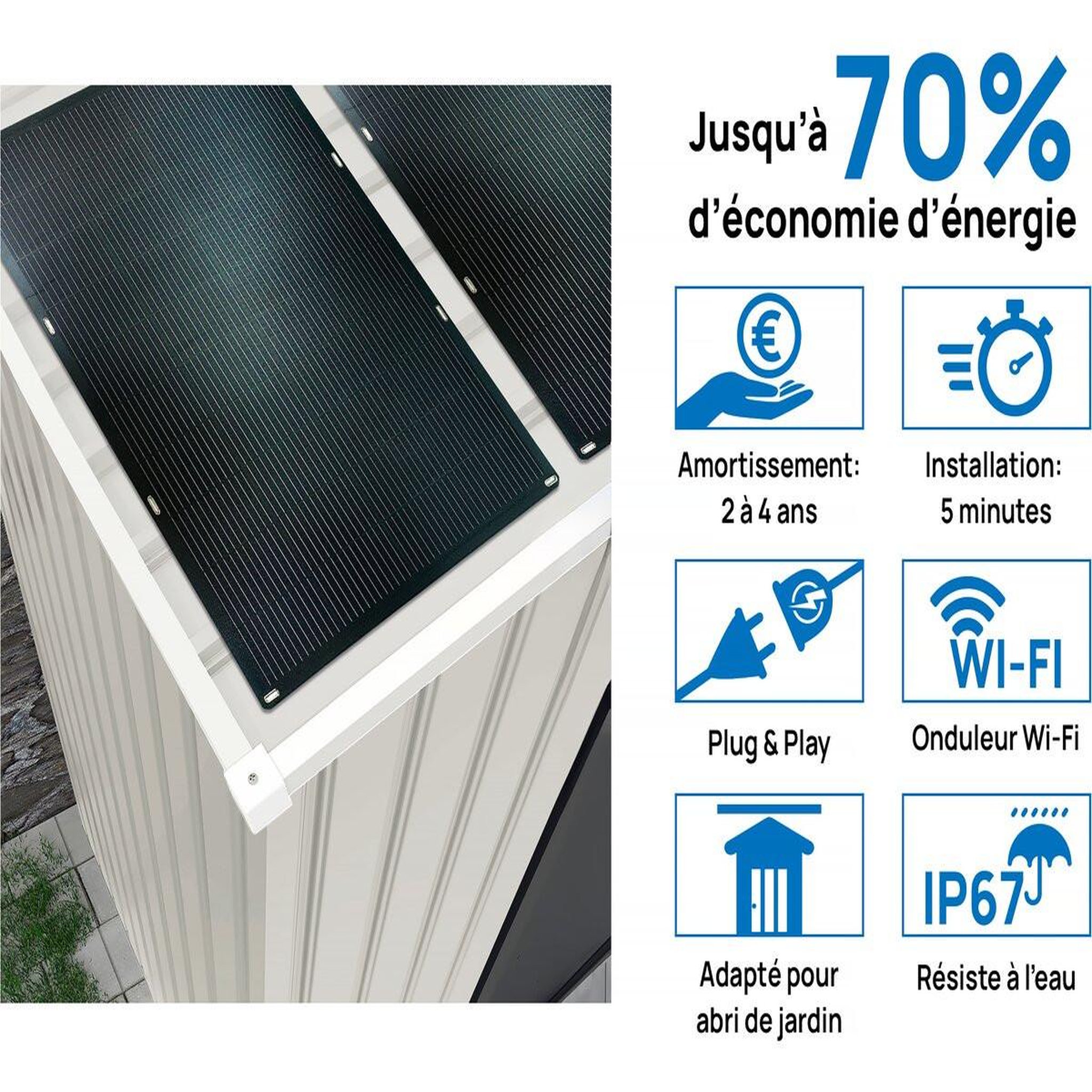 Voir la diapositive 3 : Habitat et Jardin Abri de jardin métal  Nebraska  - 4,07m² avec panneaux solaires