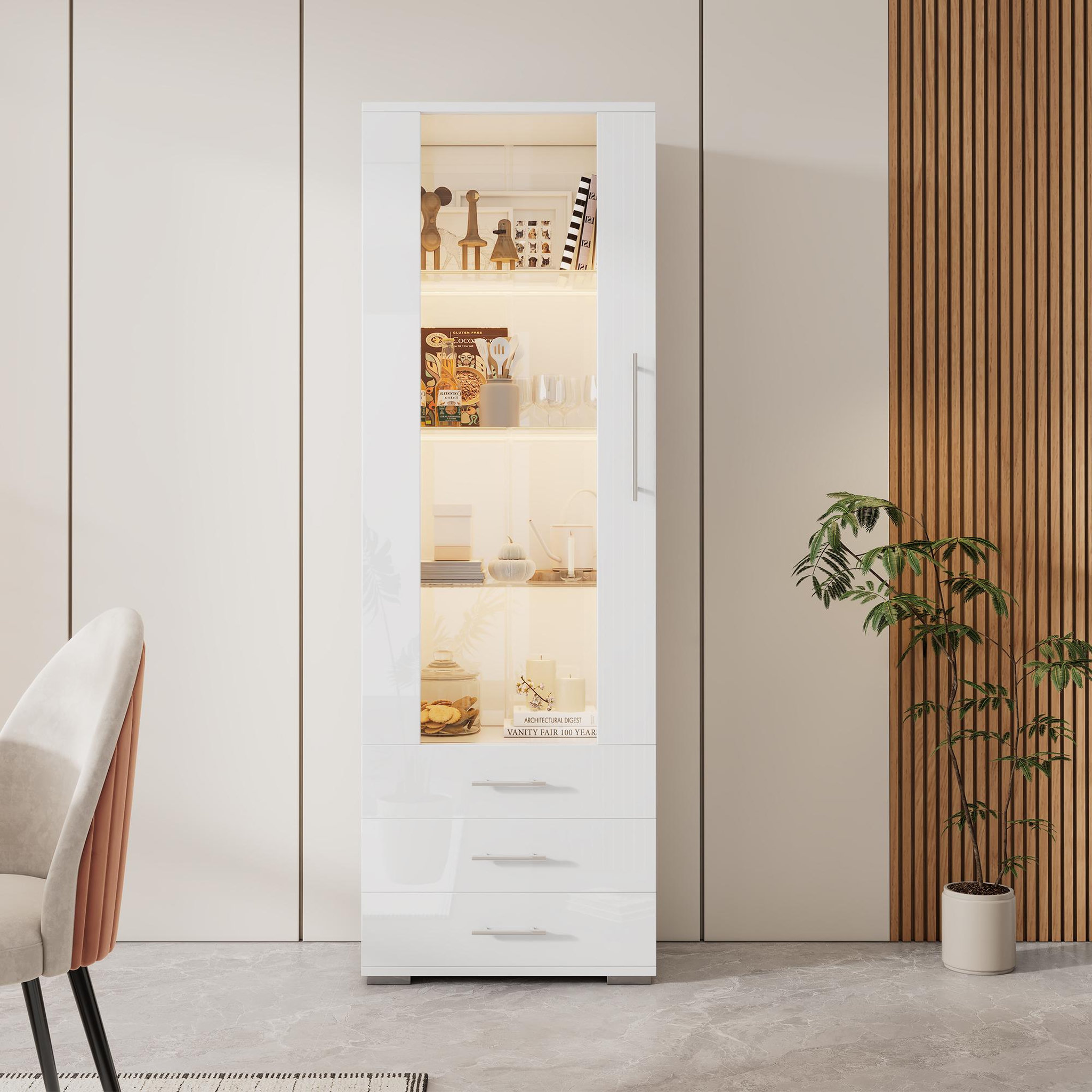 Voir la diapositive 2 : MERAX Vitrine 3 étagères led