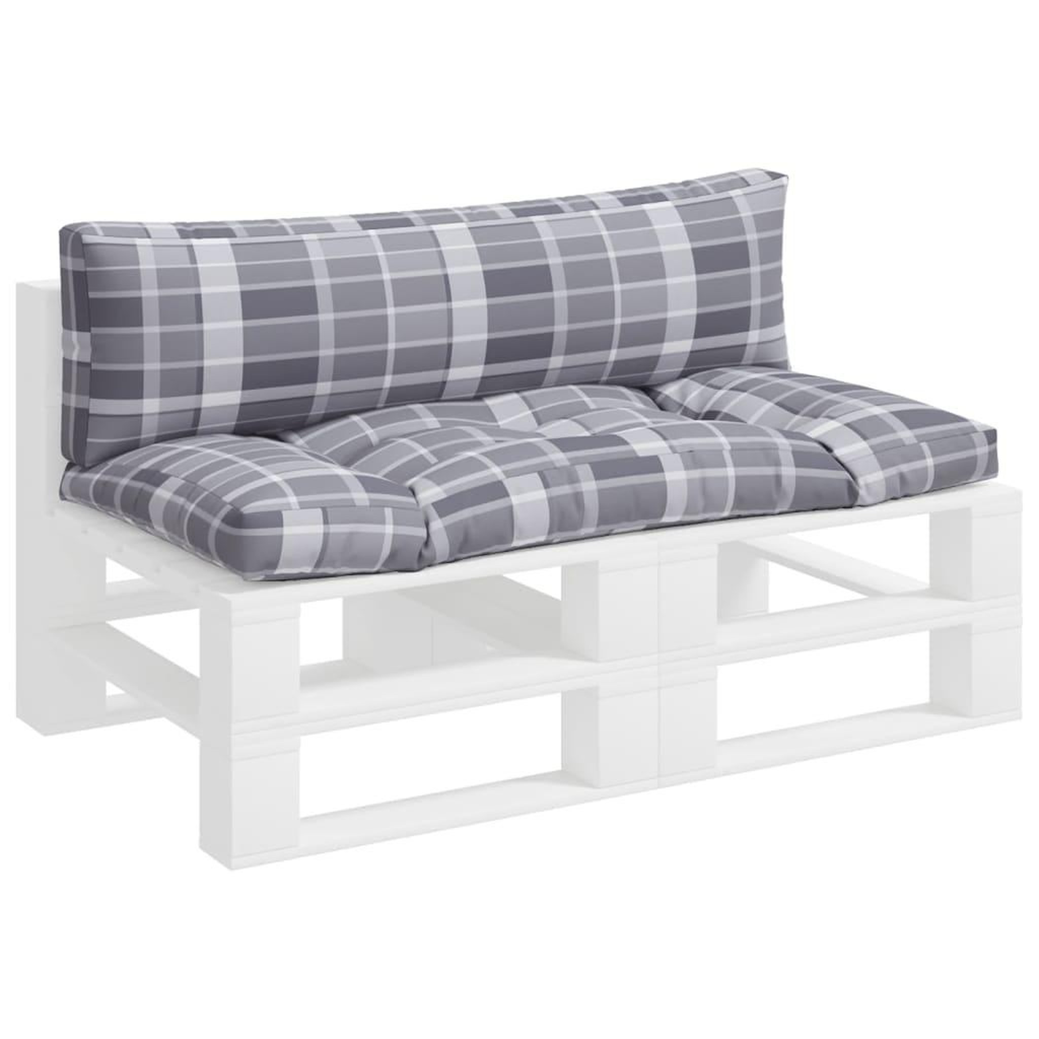 Voir la diapositive 3 : VIDAXL Coussins de palette 2 pcs carreaux gris tissu
