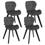 Voir la diapositive 1 : ID MARKET Lot de 4 chaises ROBINE en velours gris foncé pieds noirs