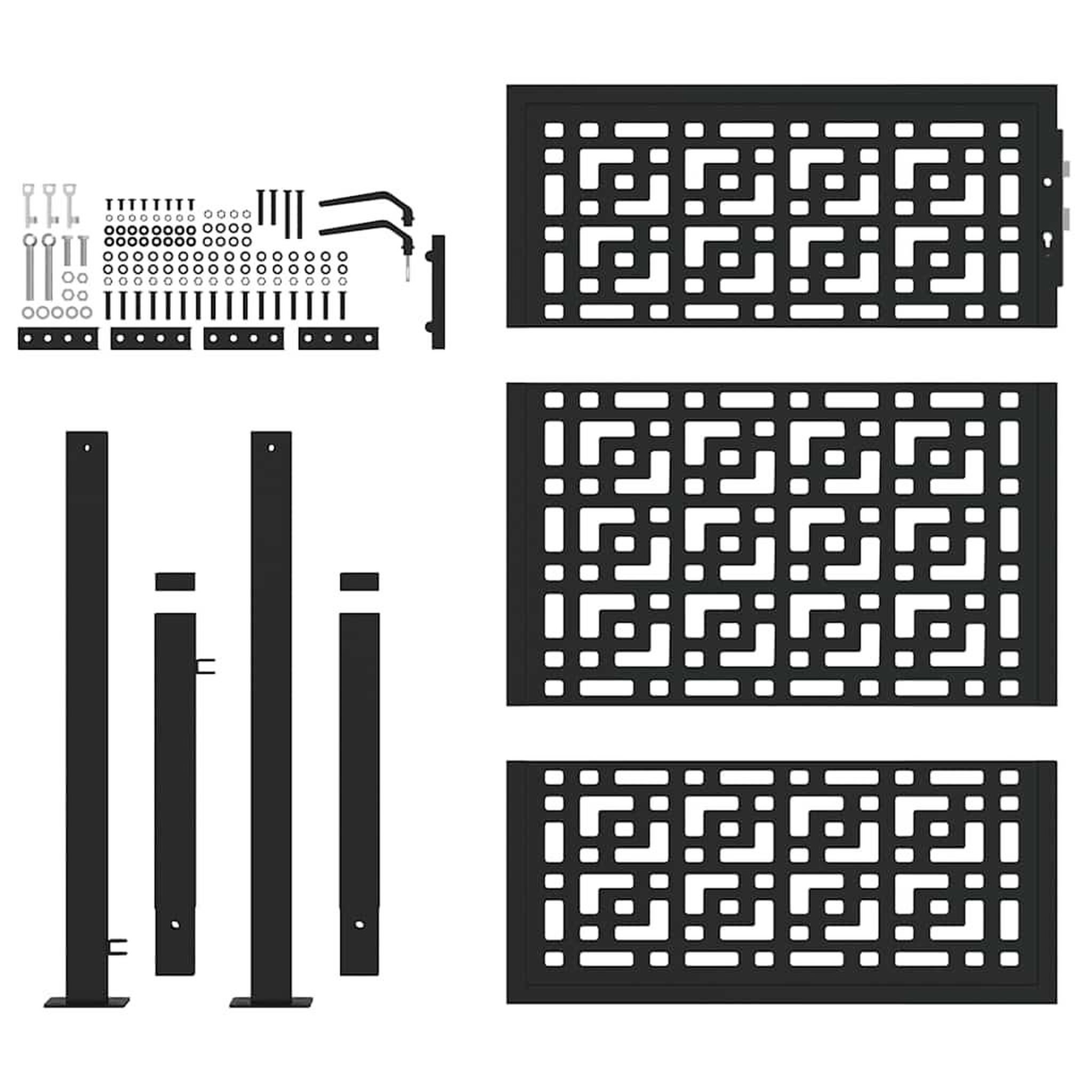 Voir la diapositive 4 : VIDAXL Portail de jardin noir 105x130 cm acier conception croisee