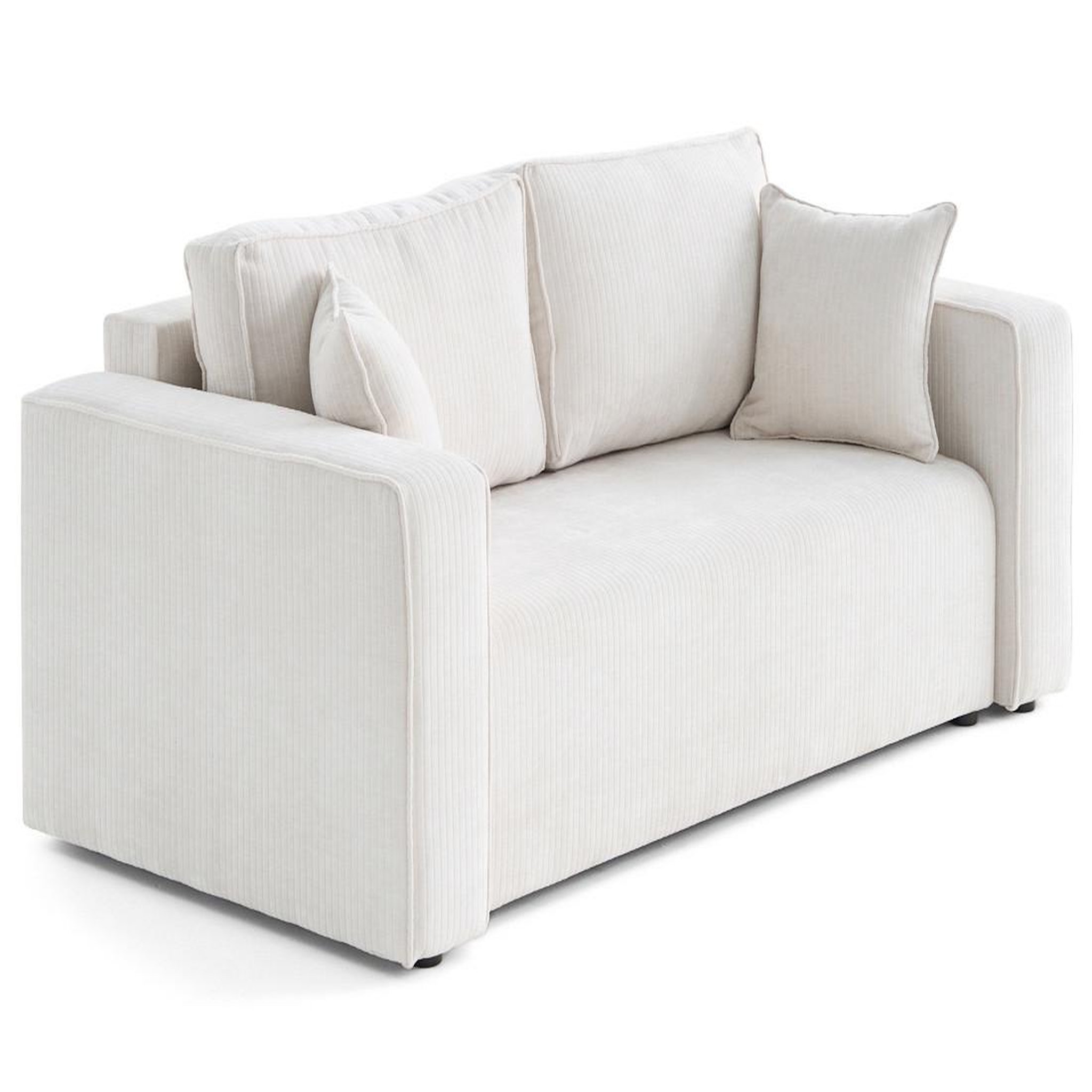 Voir la diapositive 3 : BEST MOBILIER Topaze - canapé droit 2 places en velours côtelé plat