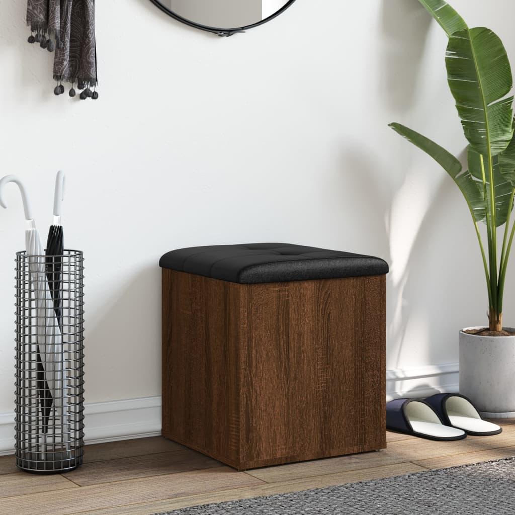 Voir la diapositive 3 : VIDAXL Banc de rangement chene marron 42x42x45 cm bois d'ingenierie