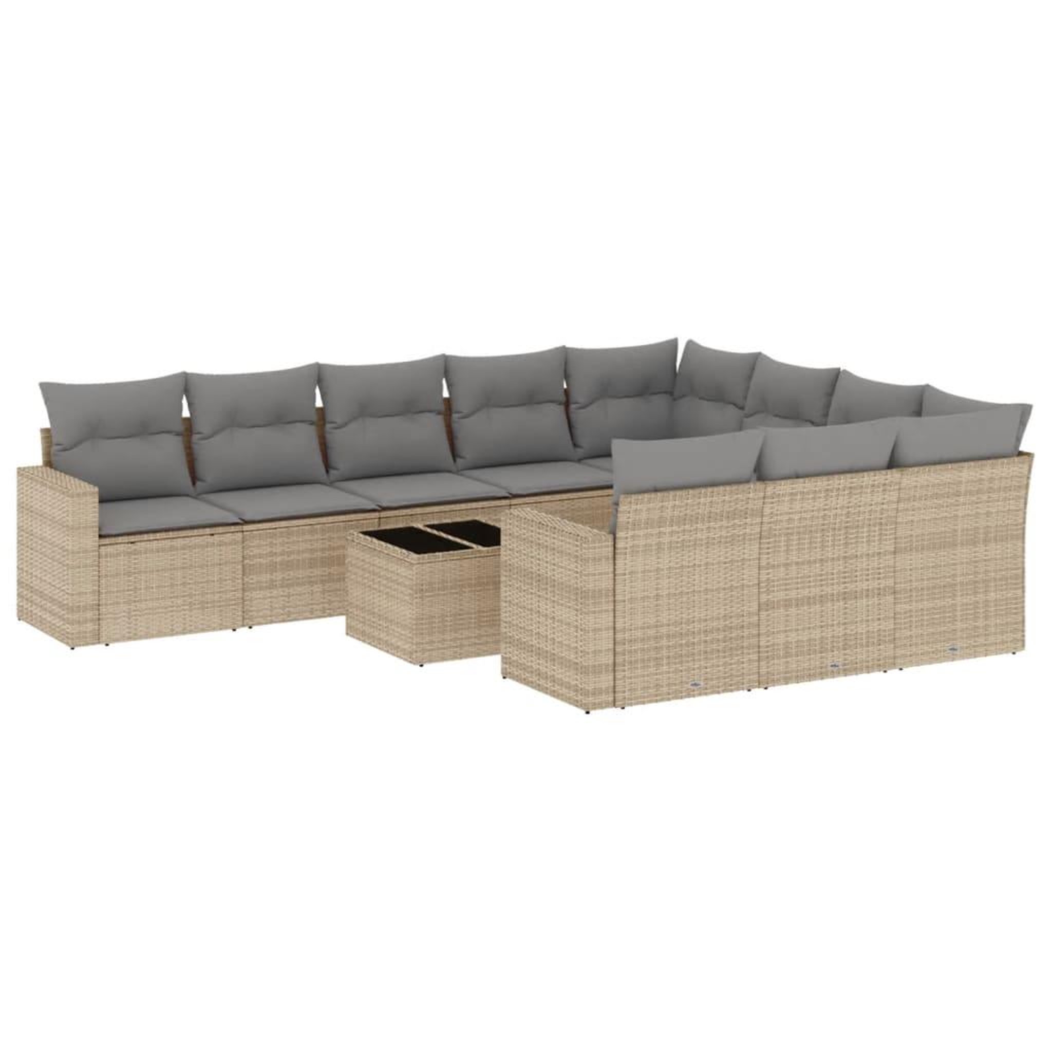 Voir la diapositive 2 : VIDAXL Salon de jardin 11 pcs avec coussins beige resine tressee