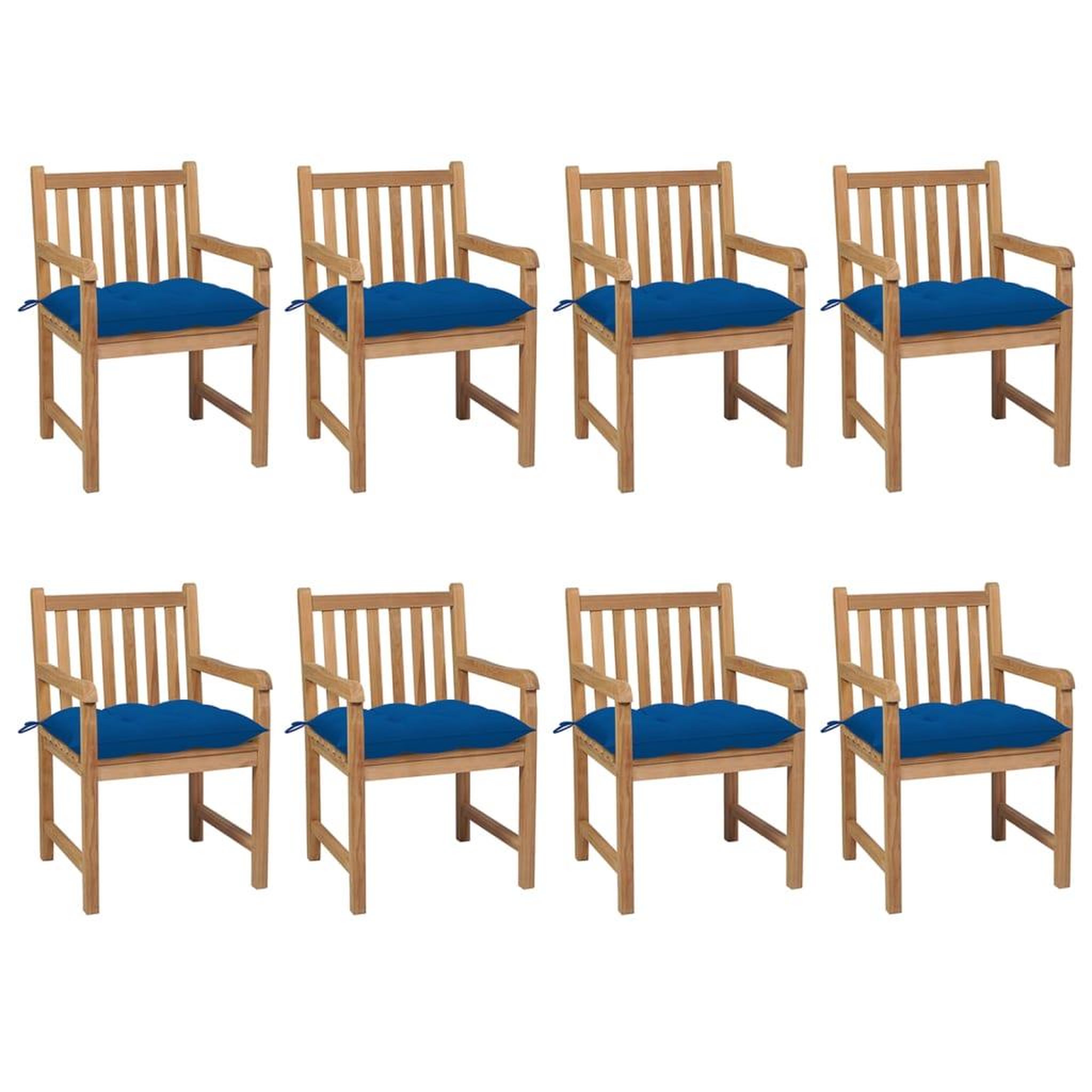 Voir la diapositive 1 : VIDAXL Chaises de jardin lot de 8 avec coussins bleu Bois teck solide