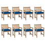 Voir la diapositive 1 : VIDAXL Chaises de jardin lot de 8 avec coussins bleu Bois teck solide