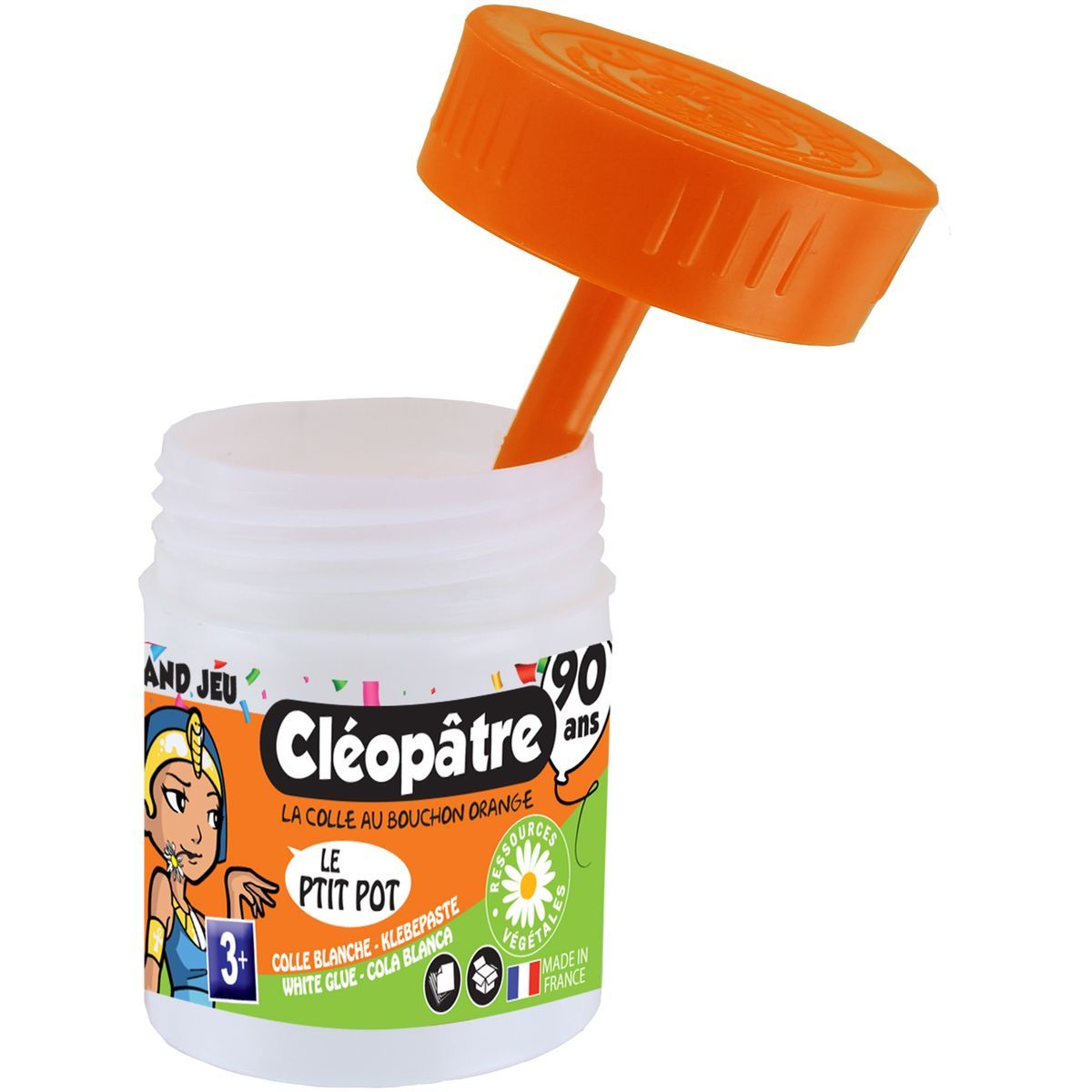 CLEOPATRE Pot de colle blanche 35g avec pinceau parfum amande