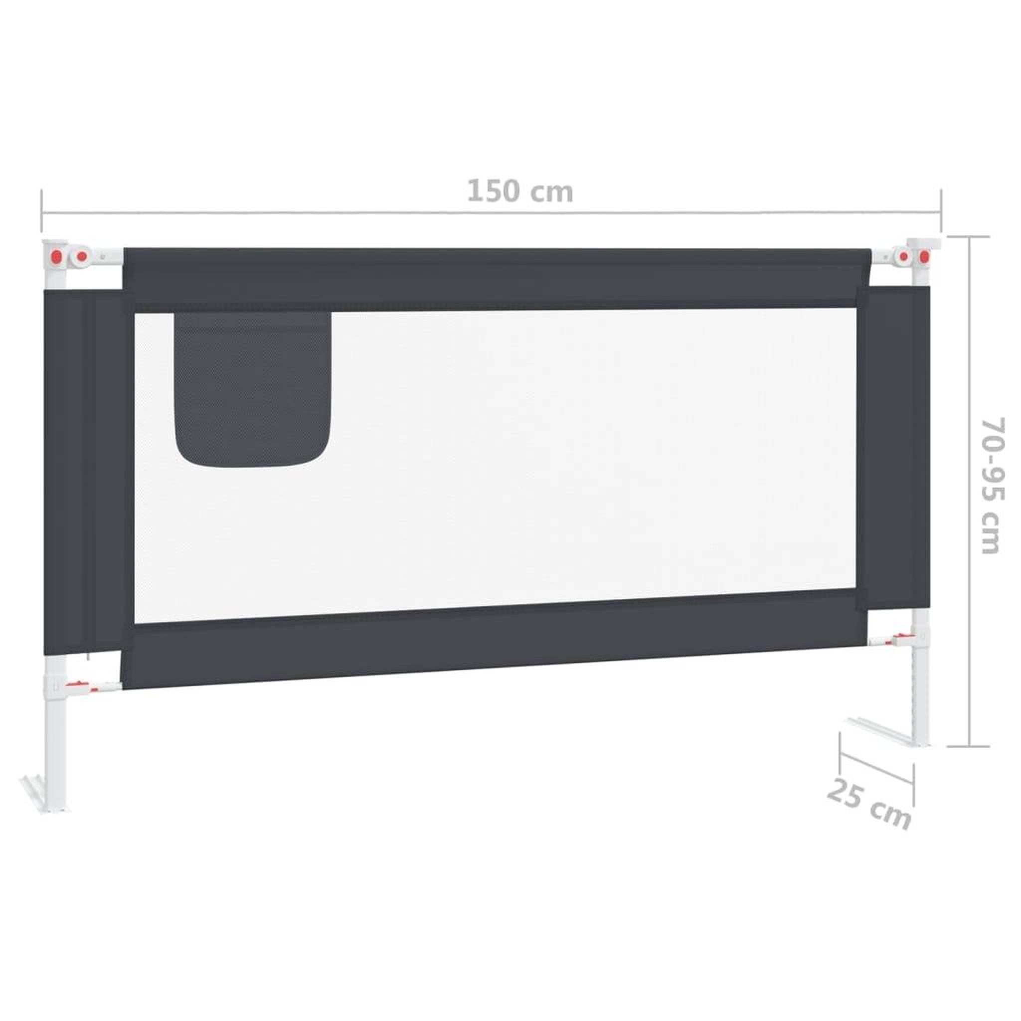 Voir la diapositive 6 : VIDAXL Barriere de securite de lit d'enfant Gris fonce 150x25 cm Tissu