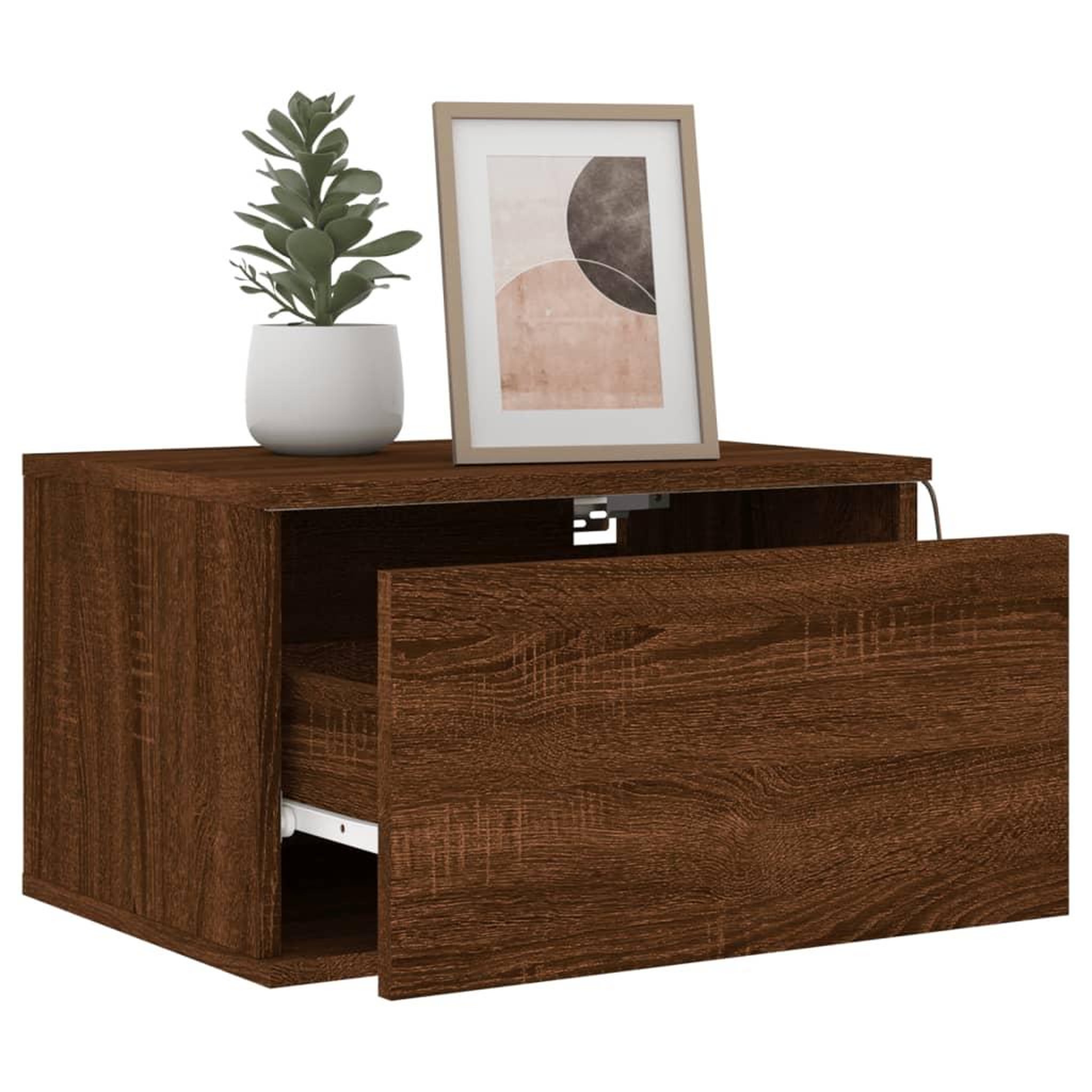 Voir la diapositive 5 : VIDAXL Table de chevet murale avec lumieres LED chene marron