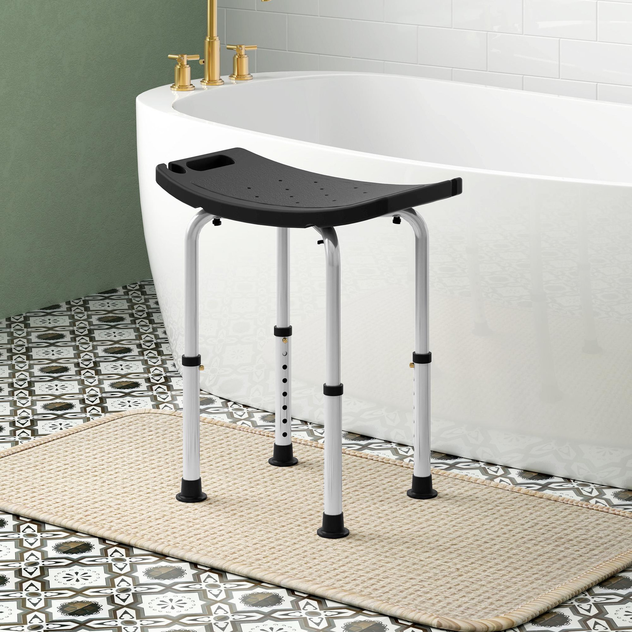 Voir la diapositive 6 : HOMCOM Tabouret de douche réglable antidérapant alu plastique noir