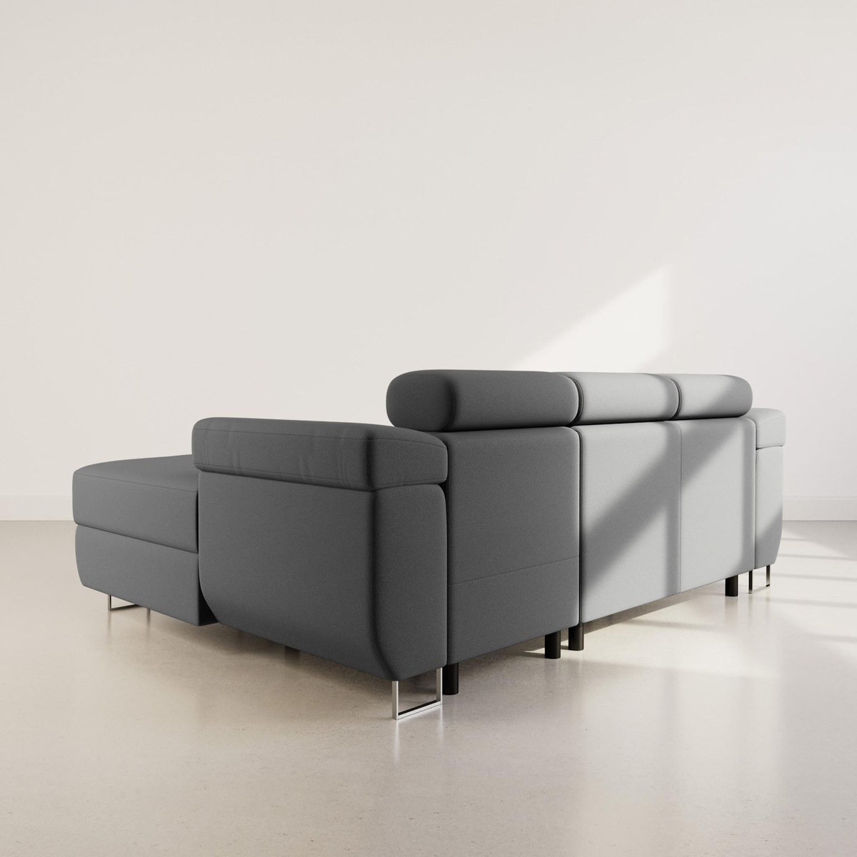 BEST MOBILIER Pablo - canapé d'angle droit - 6 places - convertible avec coffre et têtières réglables - en velours