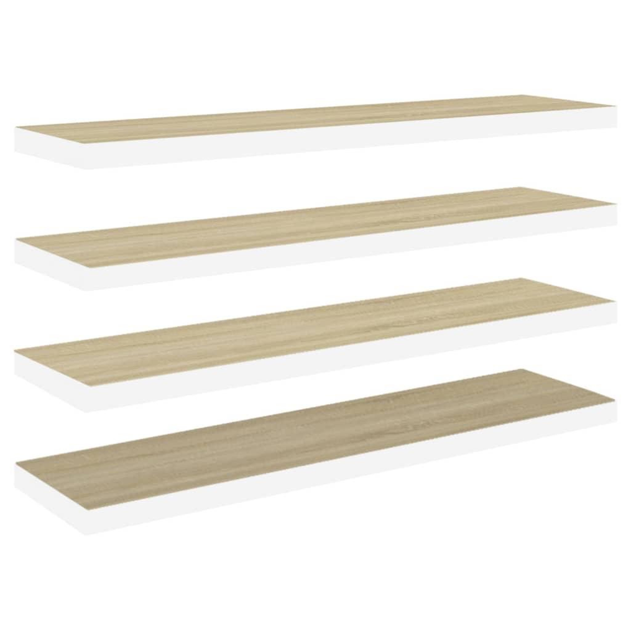 Voir la diapositive 2 : VIDAXL Etageres flottantes 4 pcs chene et blanc 120x23,5x3,8 cm MDF
