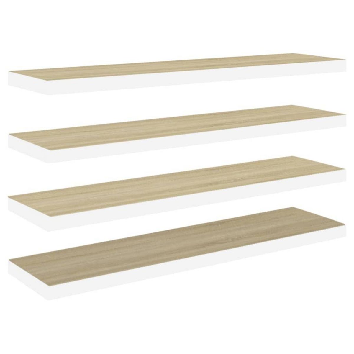 VIDAXL Etageres flottantes 4 pcs chene et blanc 120x23,5x3,8 cm MDF