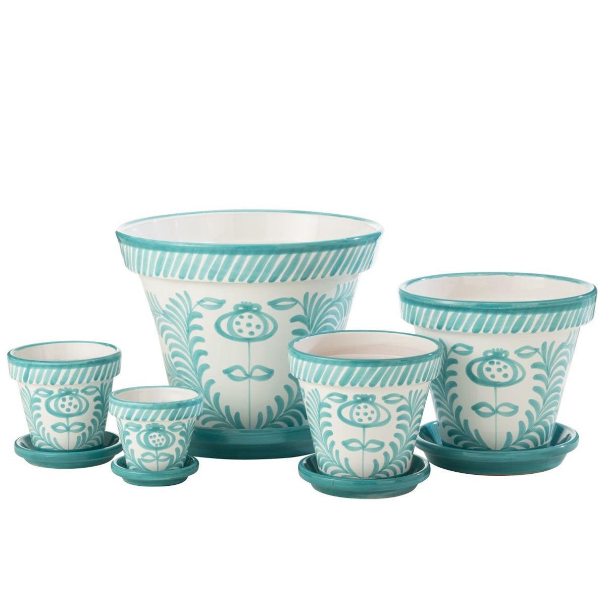 Paris Prix Pot Avec Soucoupe en Céramique  Granada  35cm Bleu Aqua