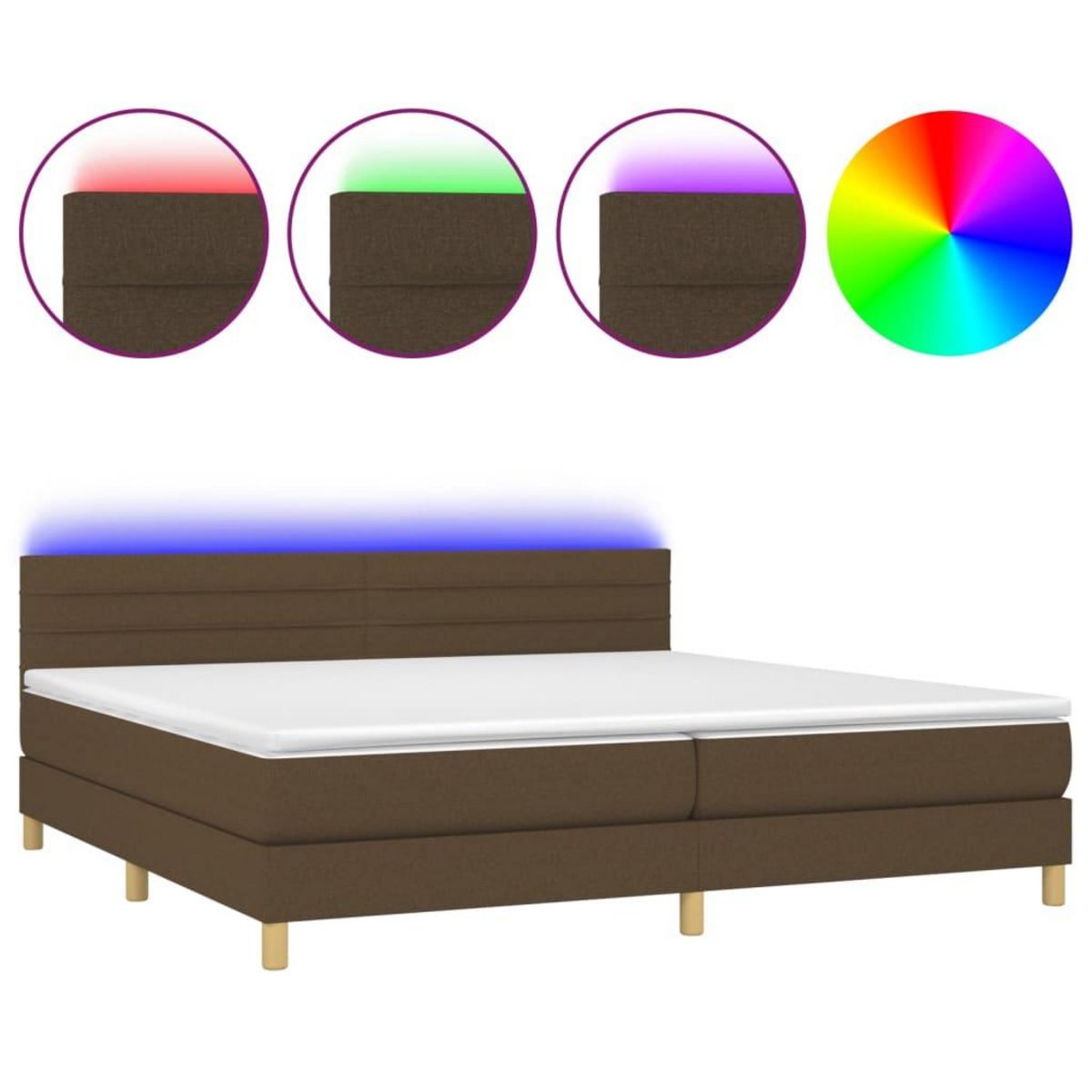 VIDAXL Sommier a lattes de lit matelas et LED Marron fonce 200x200 cm