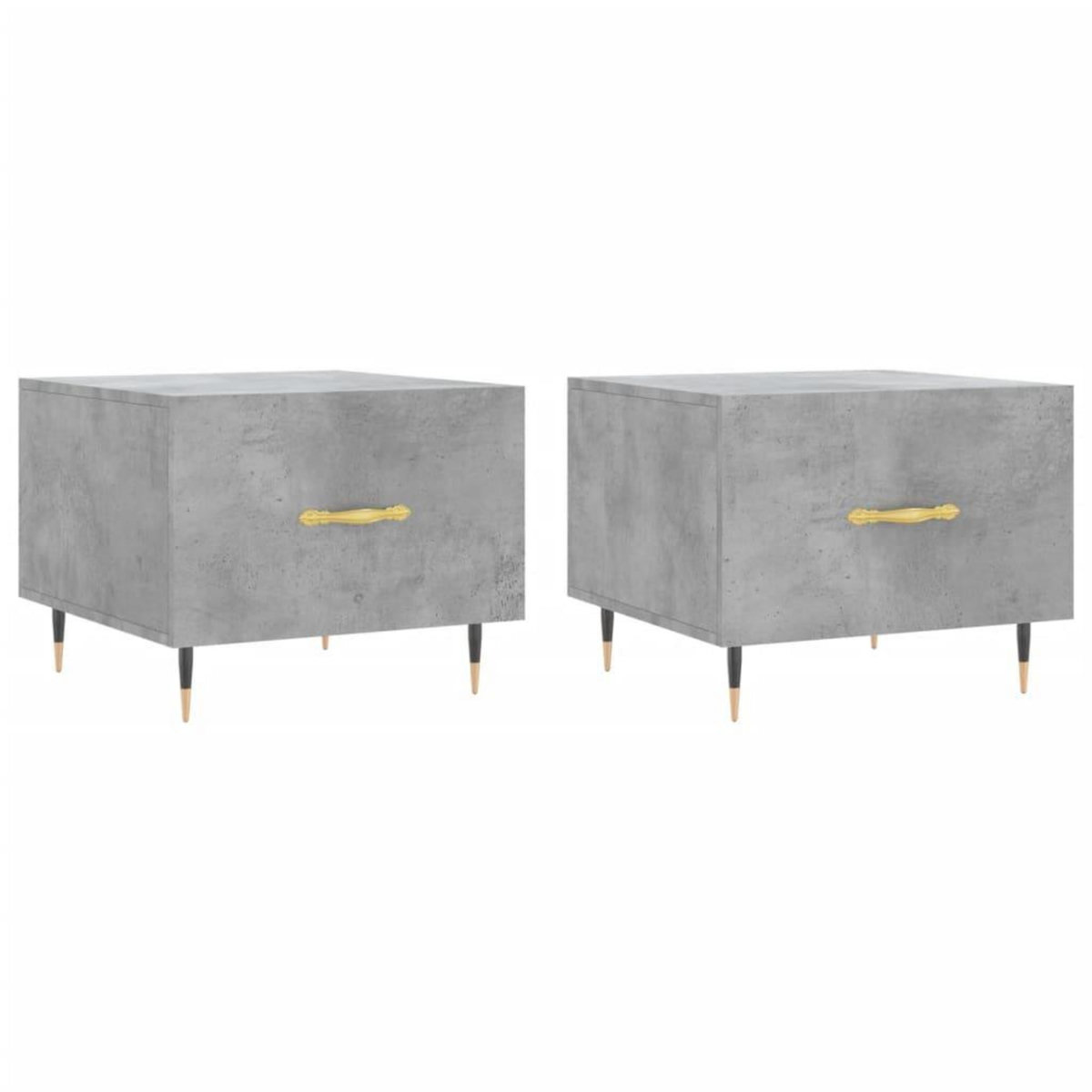 VIDAXL Tables basses 2 pcs gris beton 50x50x40 cm bois d'ingenierie