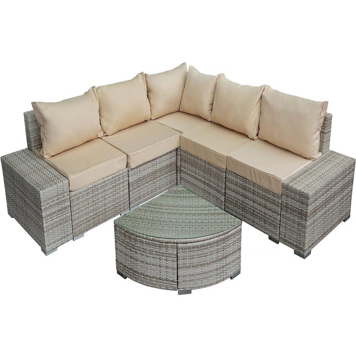 Habitat et Jardin Salon de jardin en résine tressée  Milo  - 5 places - Gris