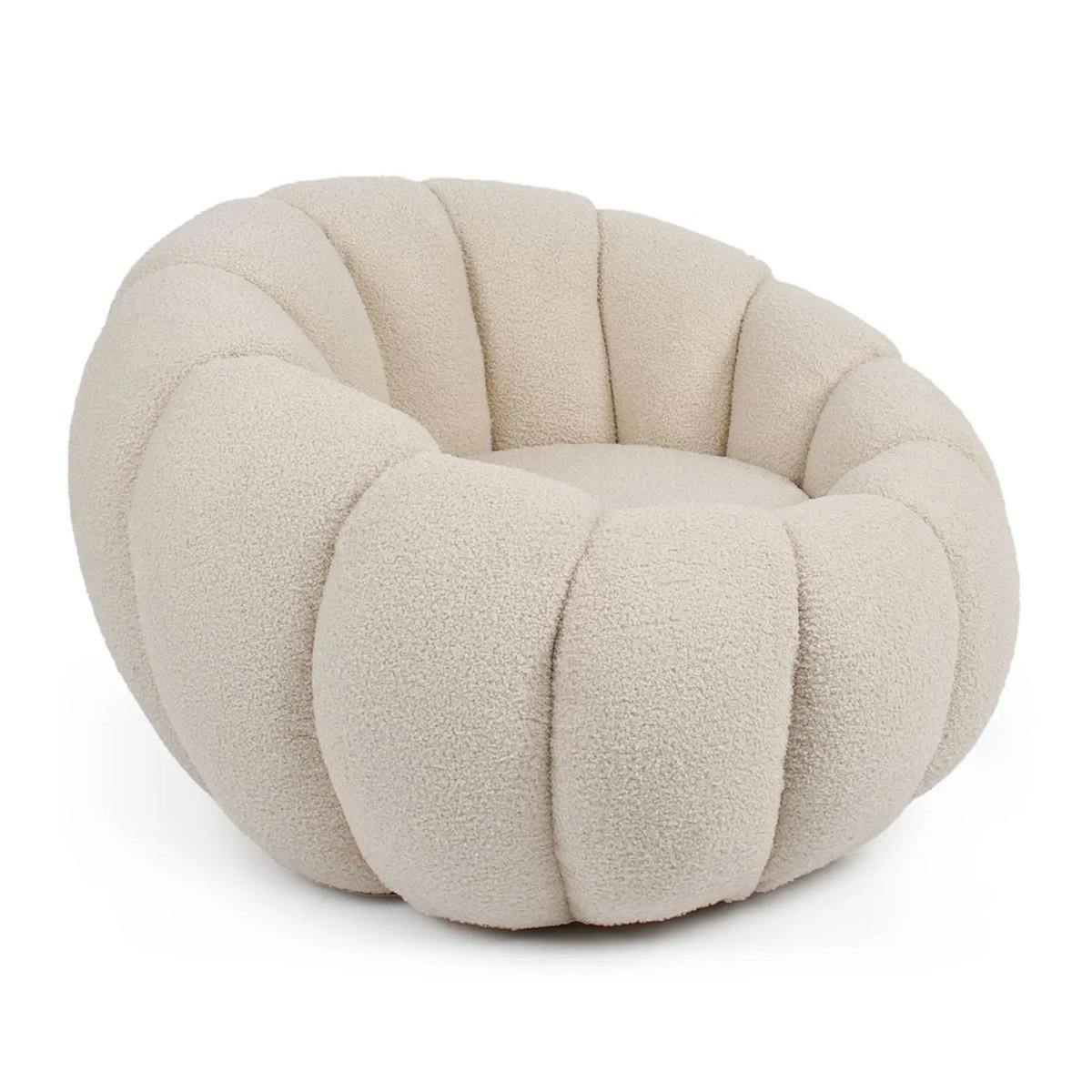 Paris Prix Fauteuil Coquillage Bouclette  Galen  92cm Beige