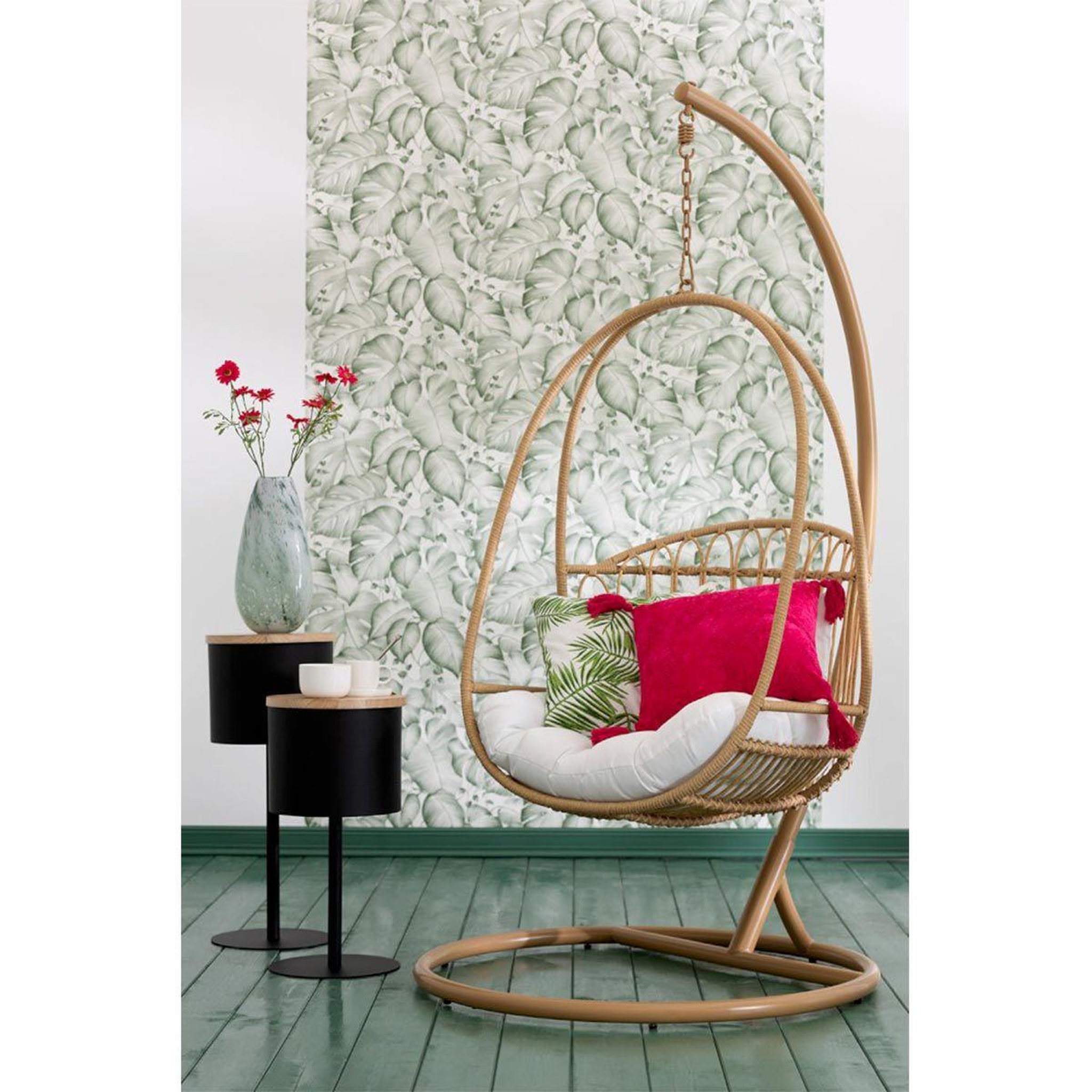 Voir la diapositive 4 : J-LINE Coussin Déco Carrée  Fayola  45x45cm Rose