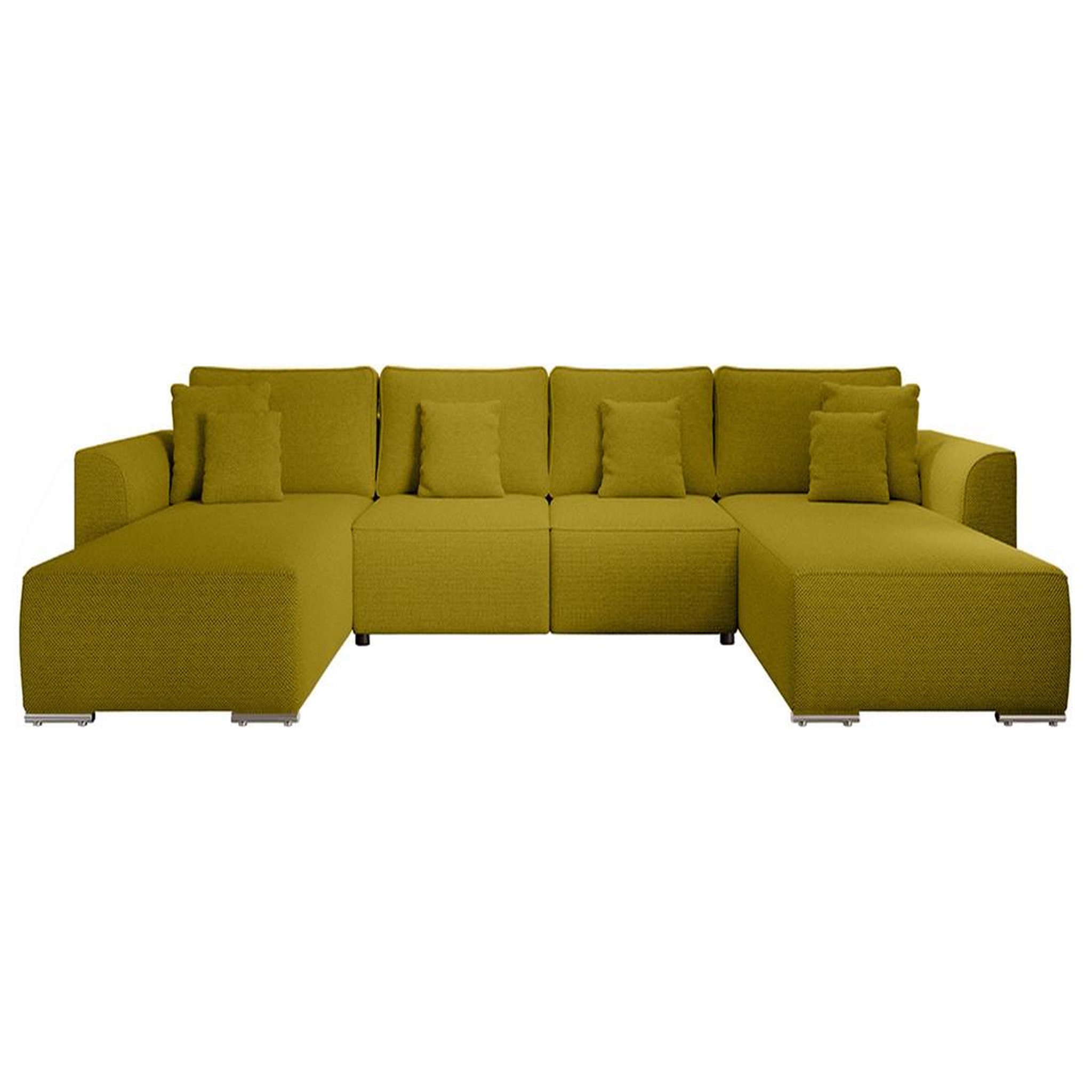 Voir la diapositive 1 : BEST MOBILIER Gabriel - canapé panoramique en u 7 places convertible avec coffre en tissu texturé