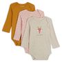 Voir la diapositive 1 : INEXTENSO Lot de 3 bodies manches longues biche bébé fille