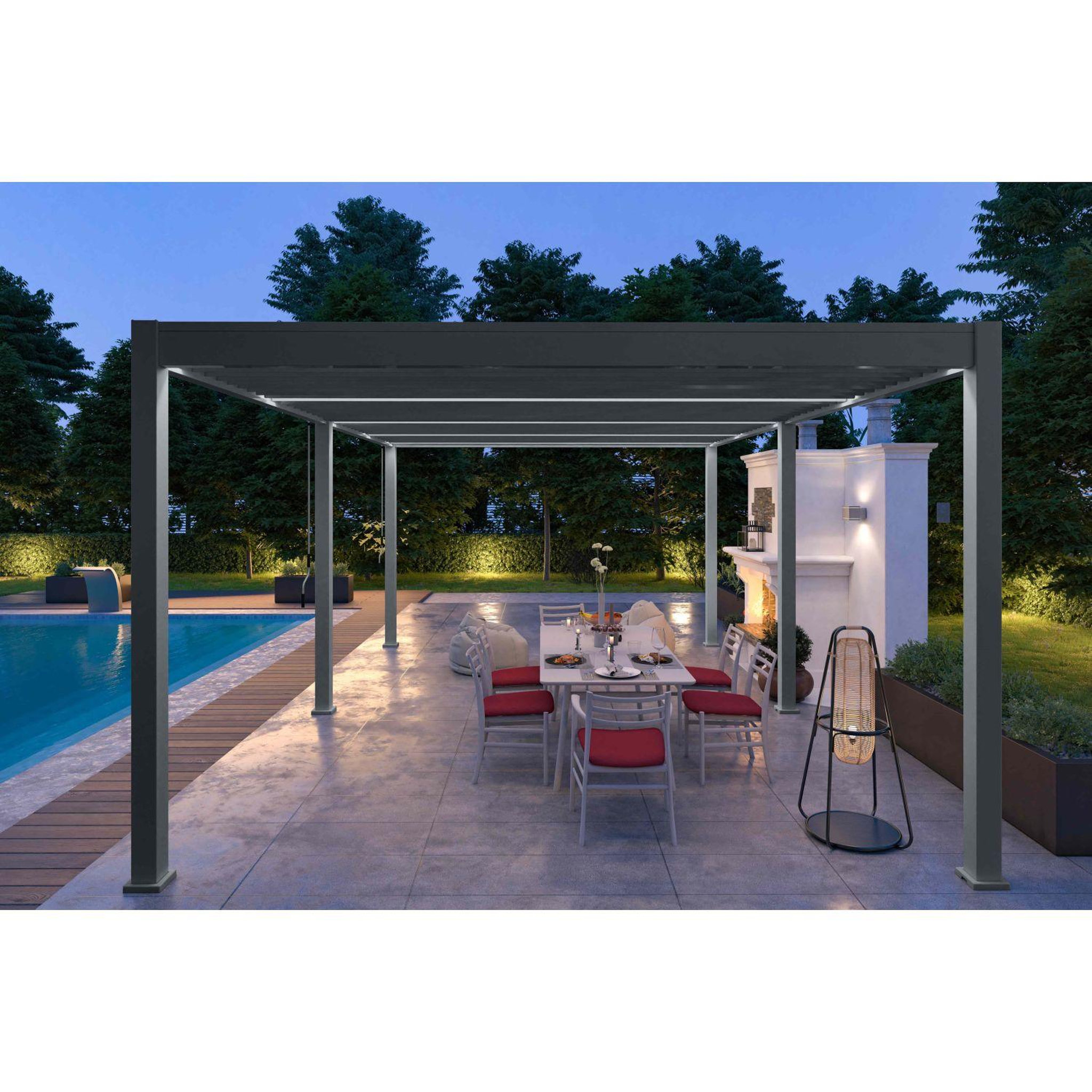 Voir la diapositive 6 : Pergola Bioclimatique autoportée 4x6 m - Aluminium - Anthracite - VS OmBREA®