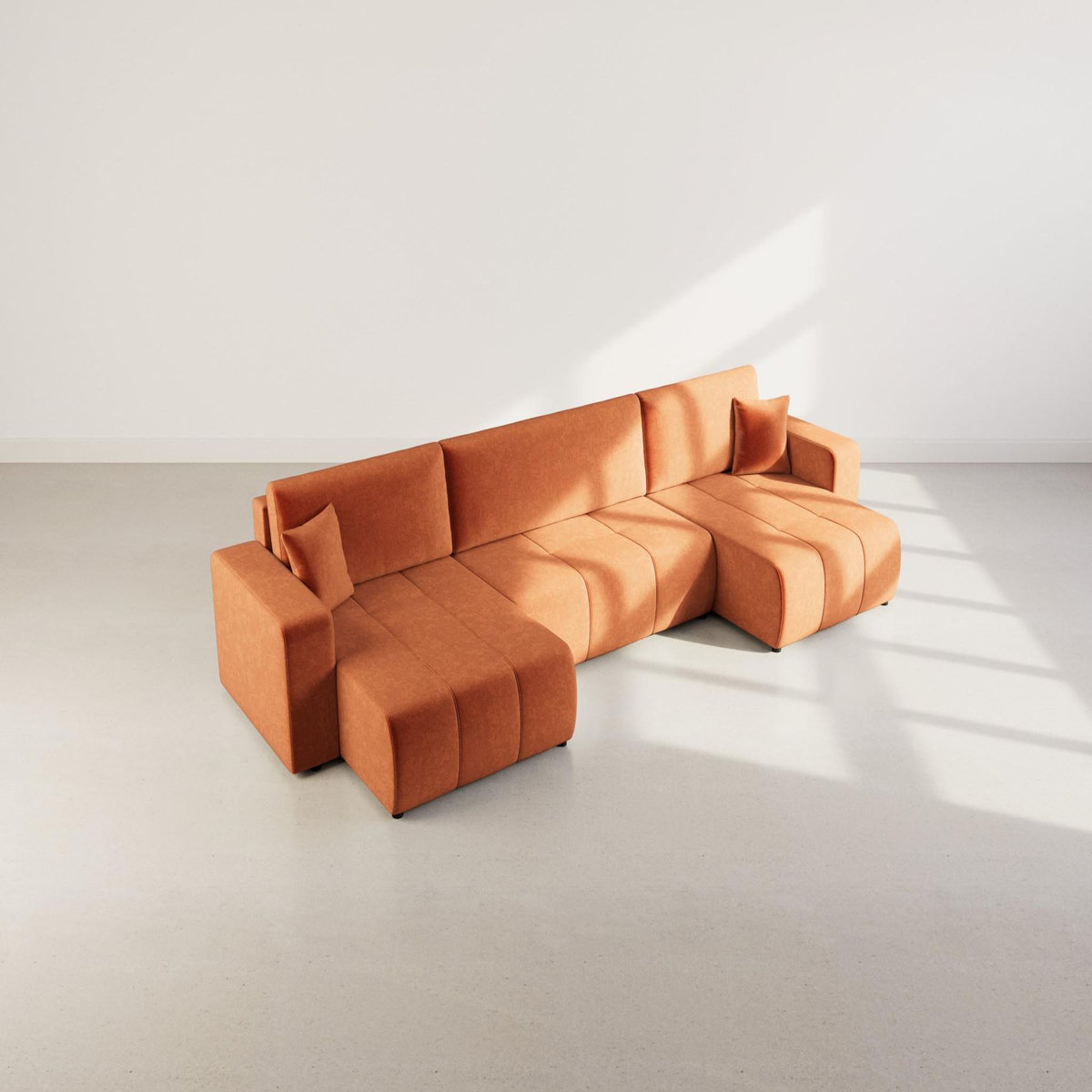 BEST MOBILIER Nicole - canapé panoramique en u 7 places convertible avec coffre en tissu