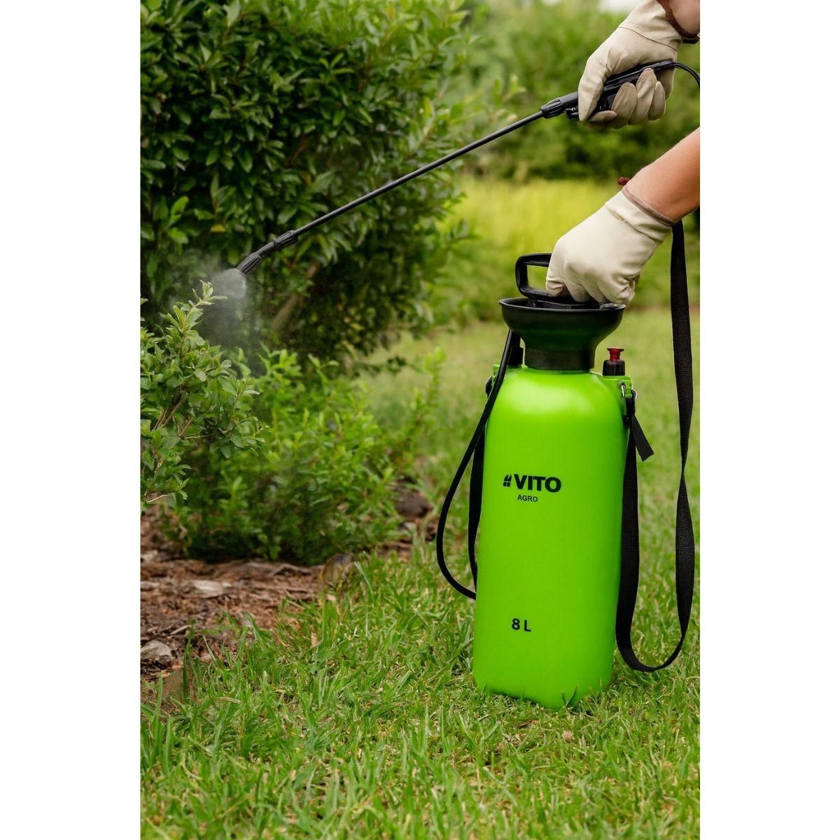 VITO Garden Pulvérisateur de Jardin 8L + Lance 60cm poignée tuyau 1.20m - Pulvérisateur à main Spray et Jet VITO