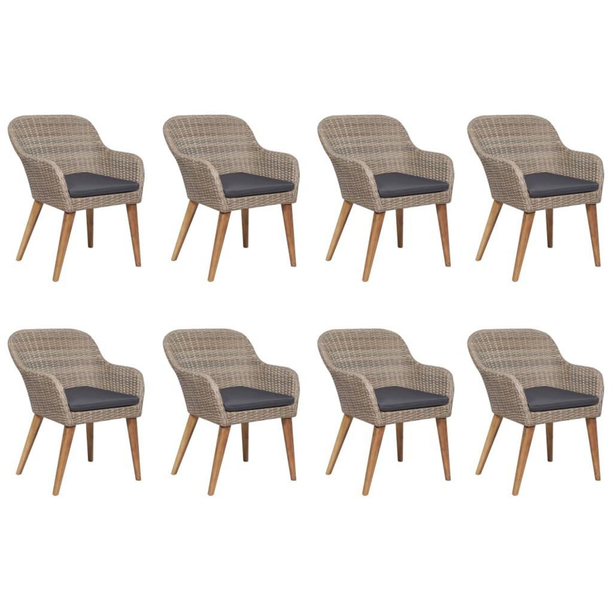 VIDAXL Ensemble a manger de jardin 9 pcs Resine tressee Marron