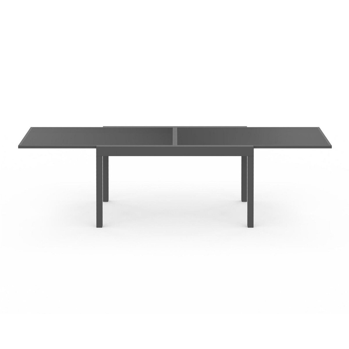 ID MARKET Salon de jardin MADRID table extensible plateau gris 135-270 CM et 12 chaises empilables gris anthracite