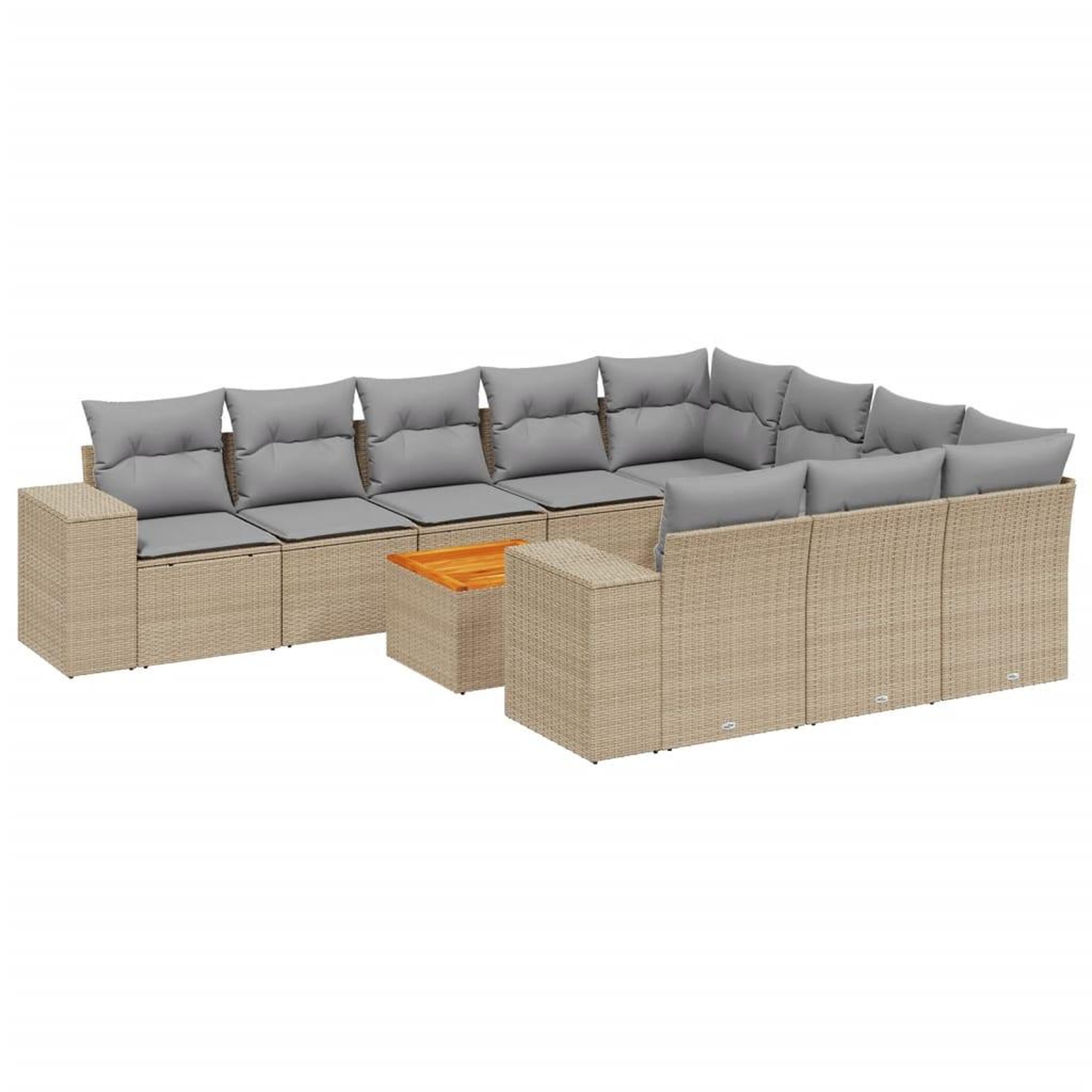 Voir la diapositive 2 : VIDAXL Salon de jardin 11 pcs avec coussins beige resine tressee