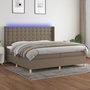 Voir la diapositive 1 : VIDAXL Sommier a lattes de lit matelas et LED Taupe 200x200 cm Tissu