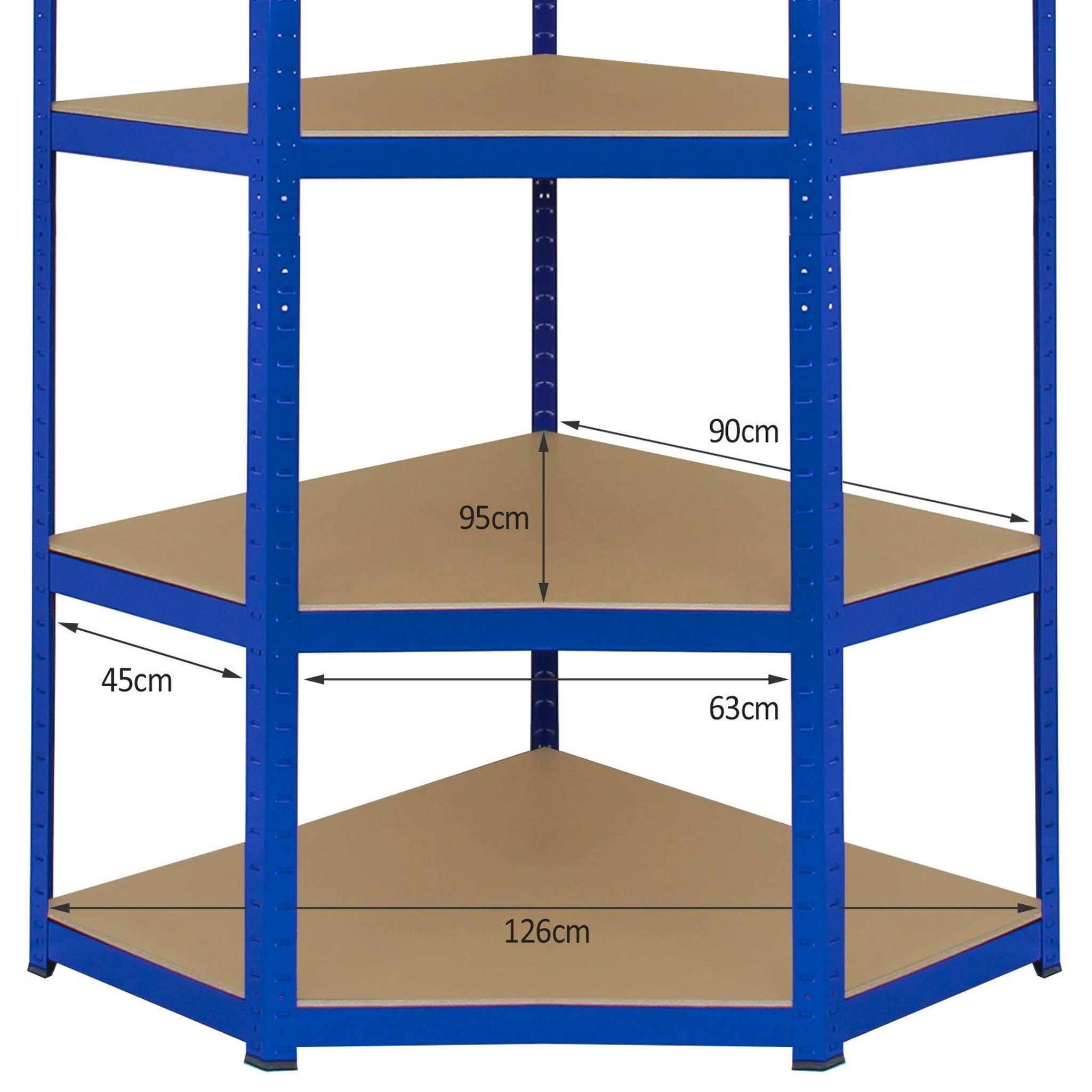 Voir la diapositive 5 : MONSTER RACKING 1 rayonnage d'angle t-rax en acier bleu 90cm x 45cm x 180cm