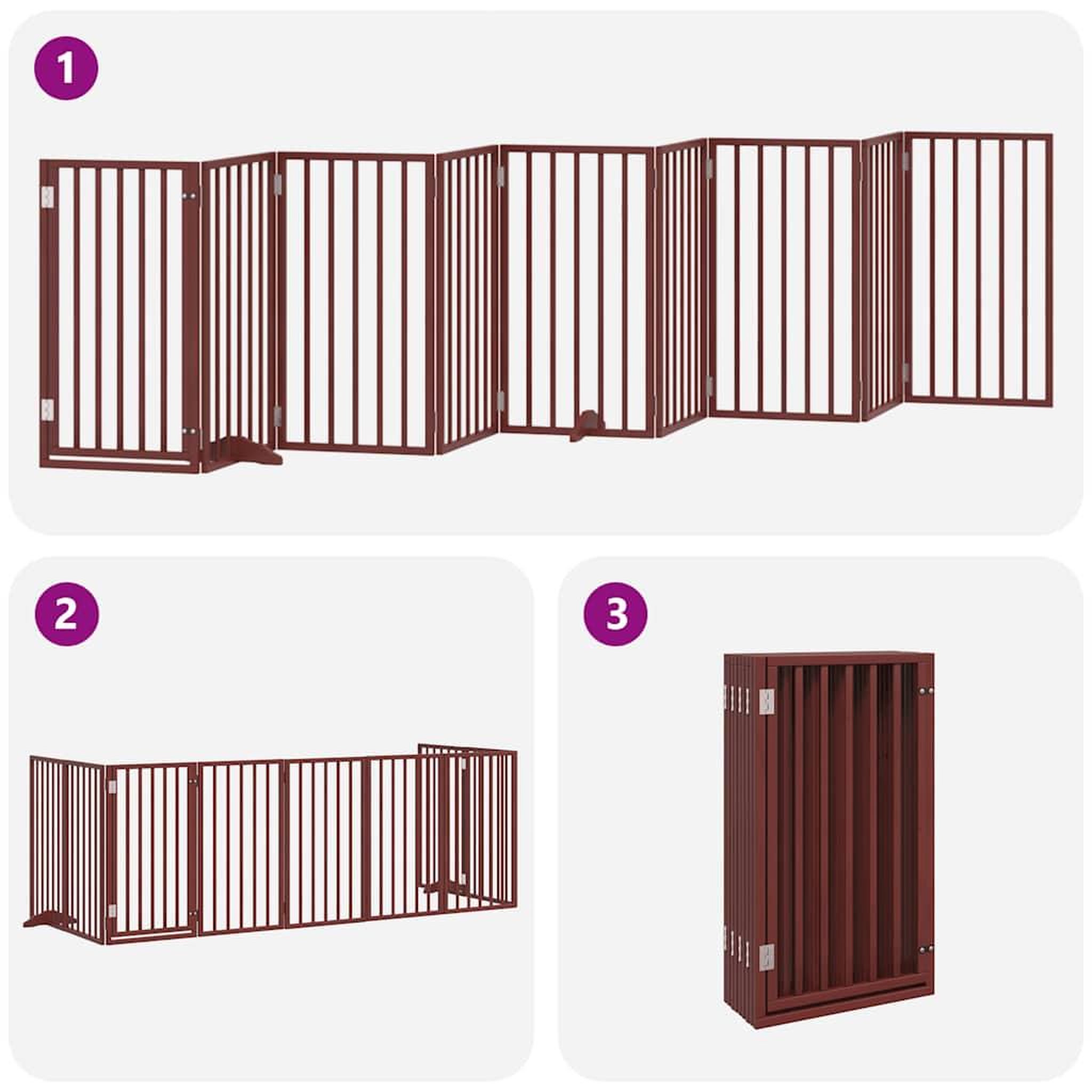 Voir la diapositive 5 : VIDAXL Barriere pour chien porte pliable 9 panneaux bois de peuplier