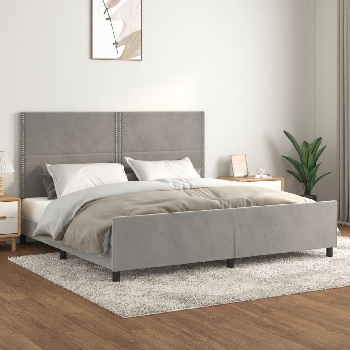 VIDAXL Cadre de lit sans matelas gris clair 200x200 cm velours