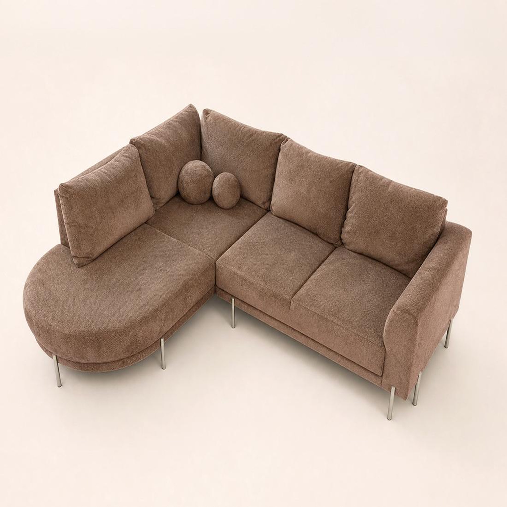 Voir la diapositive 5 : BEST MOBILIER Gabin - canapé d'angle gauche 5 places en velours texturé