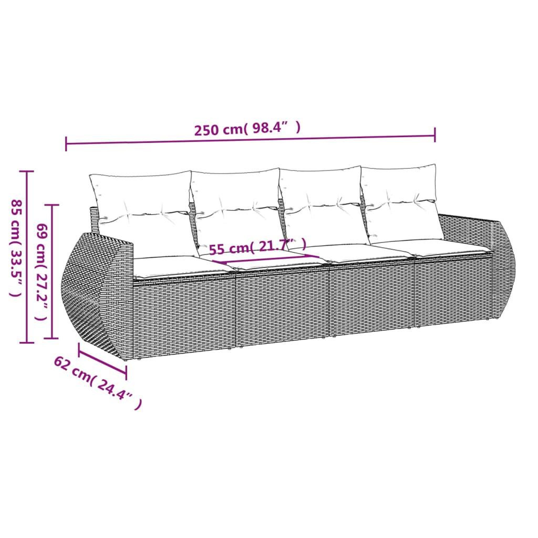 Voir la diapositive 3 : VIDAXL Salon de jardin avec coussins 4 pcs beige resine tressee