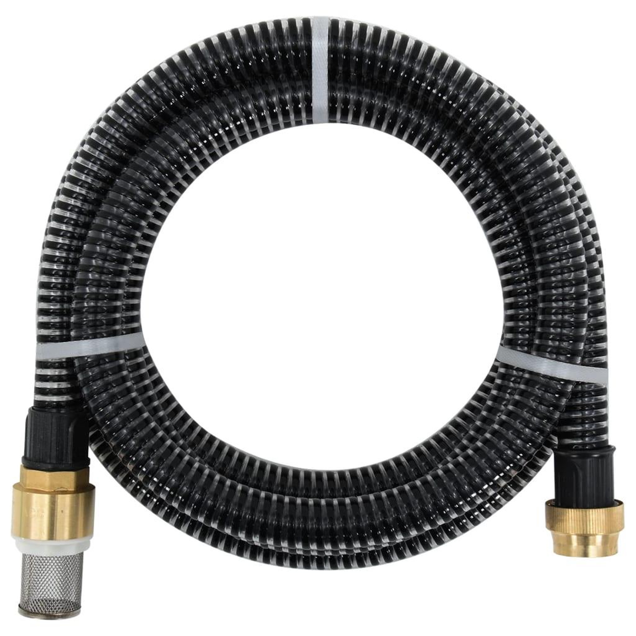 VIDAXL Tuyau d'aspiration avec raccords en laiton noir 1,1  25 m PVC