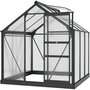 Voir la diapositive 1 : OUTSUNNY Serre de jardin aluminium polycarbonate 3,65 m² dim. 1,9L x 1,92l x 2,01H m lucarne, porte coulissante + fondation incluse alu. gris polycarbonate transparent