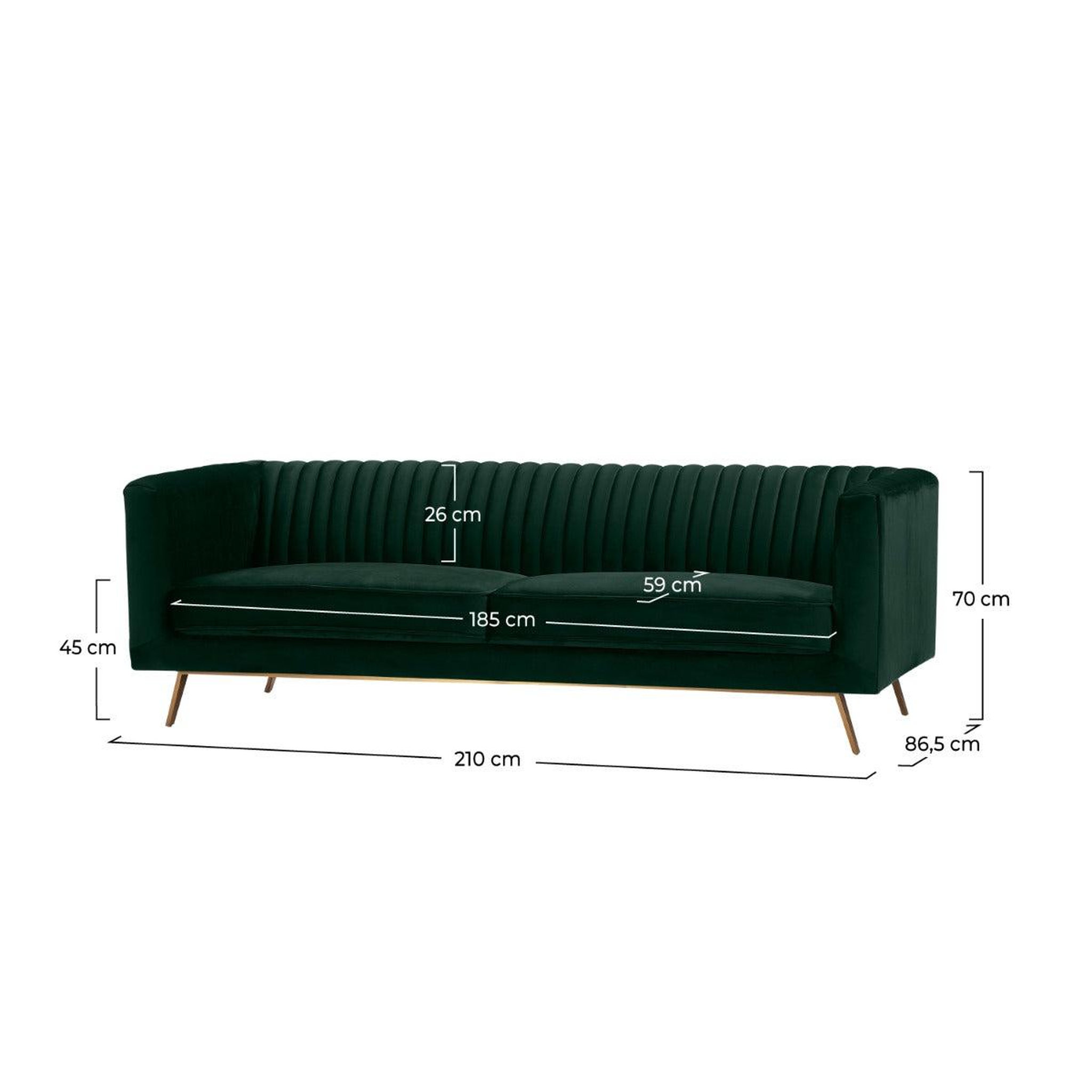 Voir la diapositive 4 : MAISON PAVANE Canapé 3 places en velours vert foncé-gatsby