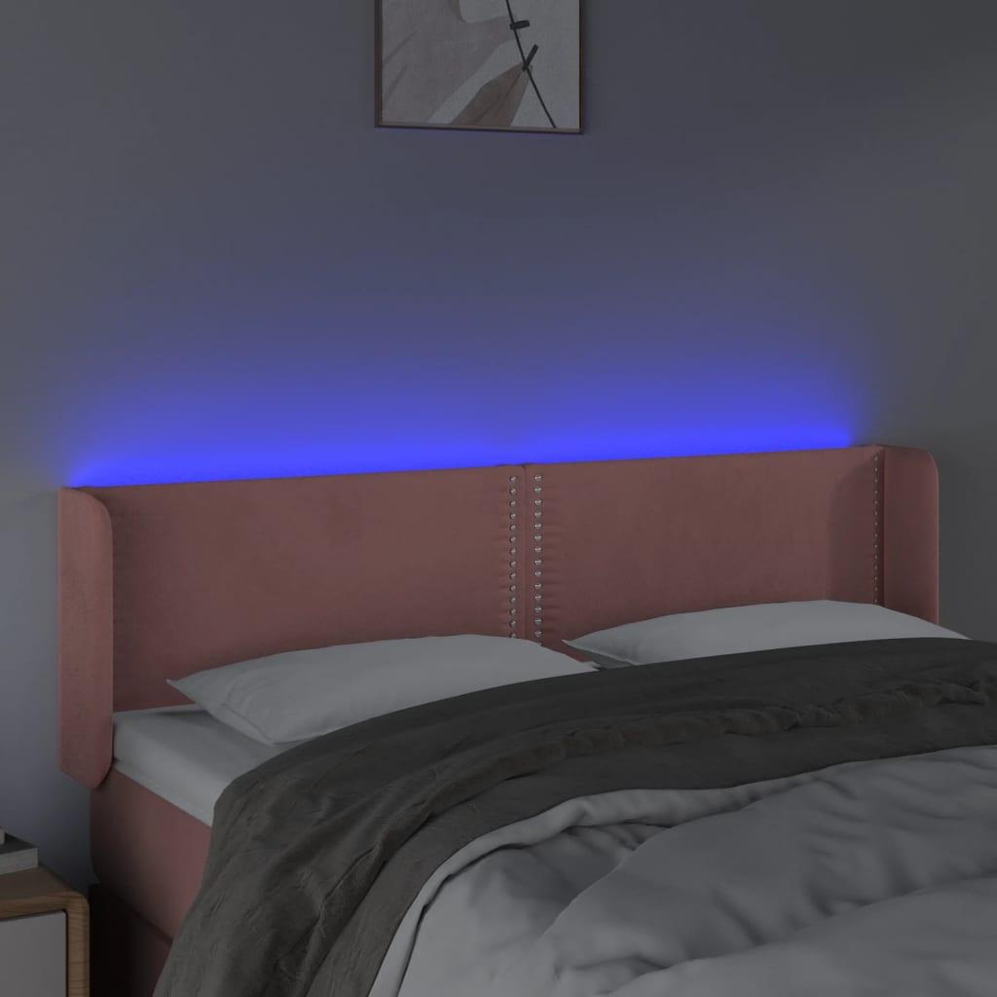 Voir la diapositive 4 : VIDAXL Tete de lit a LED Rose 147x16x78/88 cm Velours