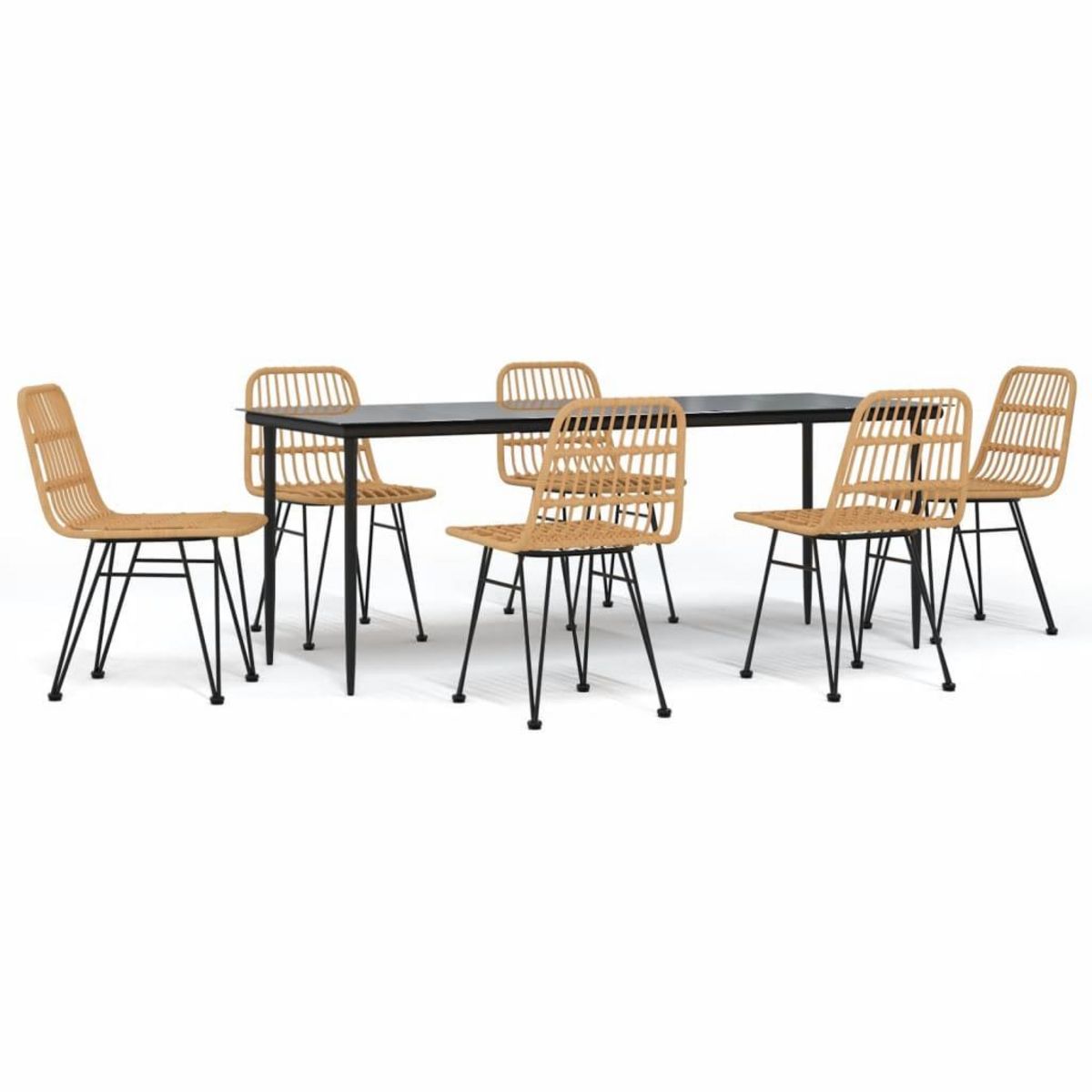 VIDAXL Ensemble a manger de jardin 7 pcs Resine tressee