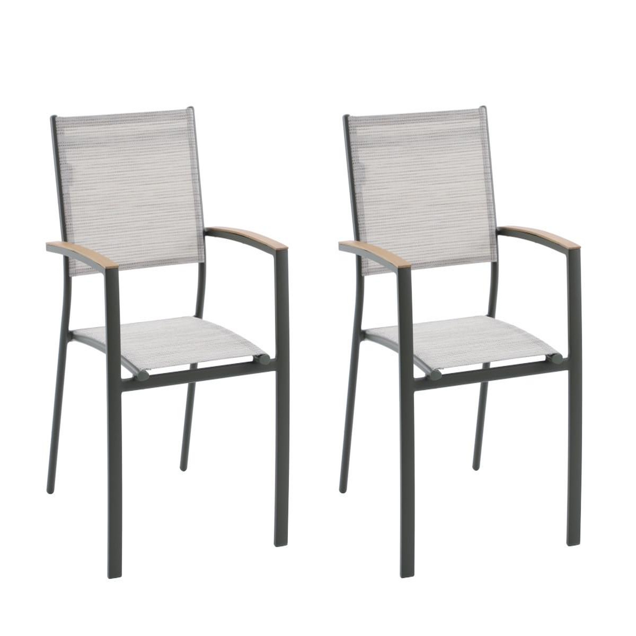 JARDIDECO Lot de 2 fauteuils de jardin empilable alu pineda vert - jardideco