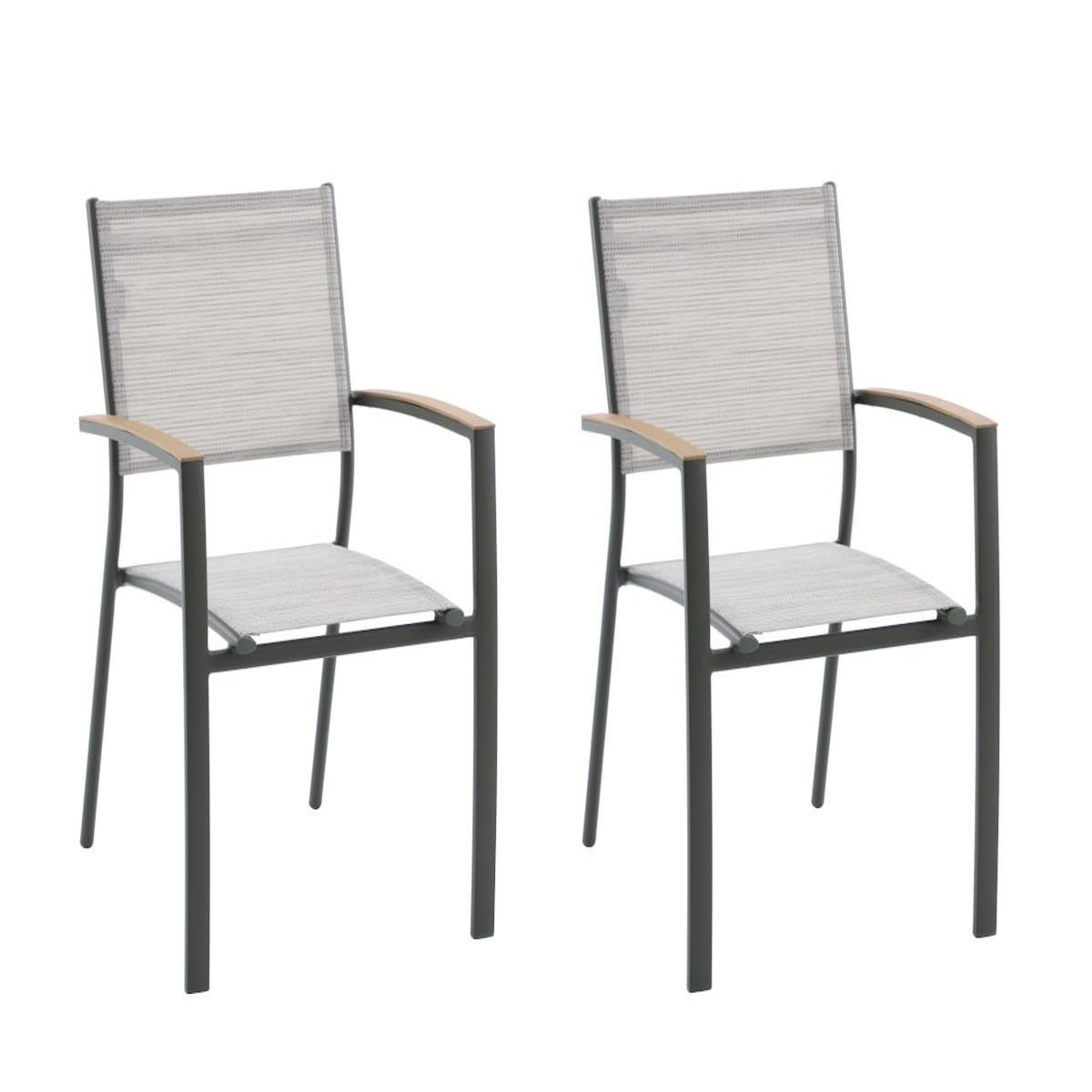 JARDIDECO Lot de 2 fauteuils de jardin empilable alu Pineda Vert - Jardideco