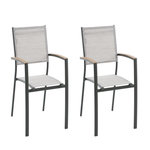 JARDIDECO Lot de 2 fauteuils de jardin empilable alu Pineda Vert - Jardideco