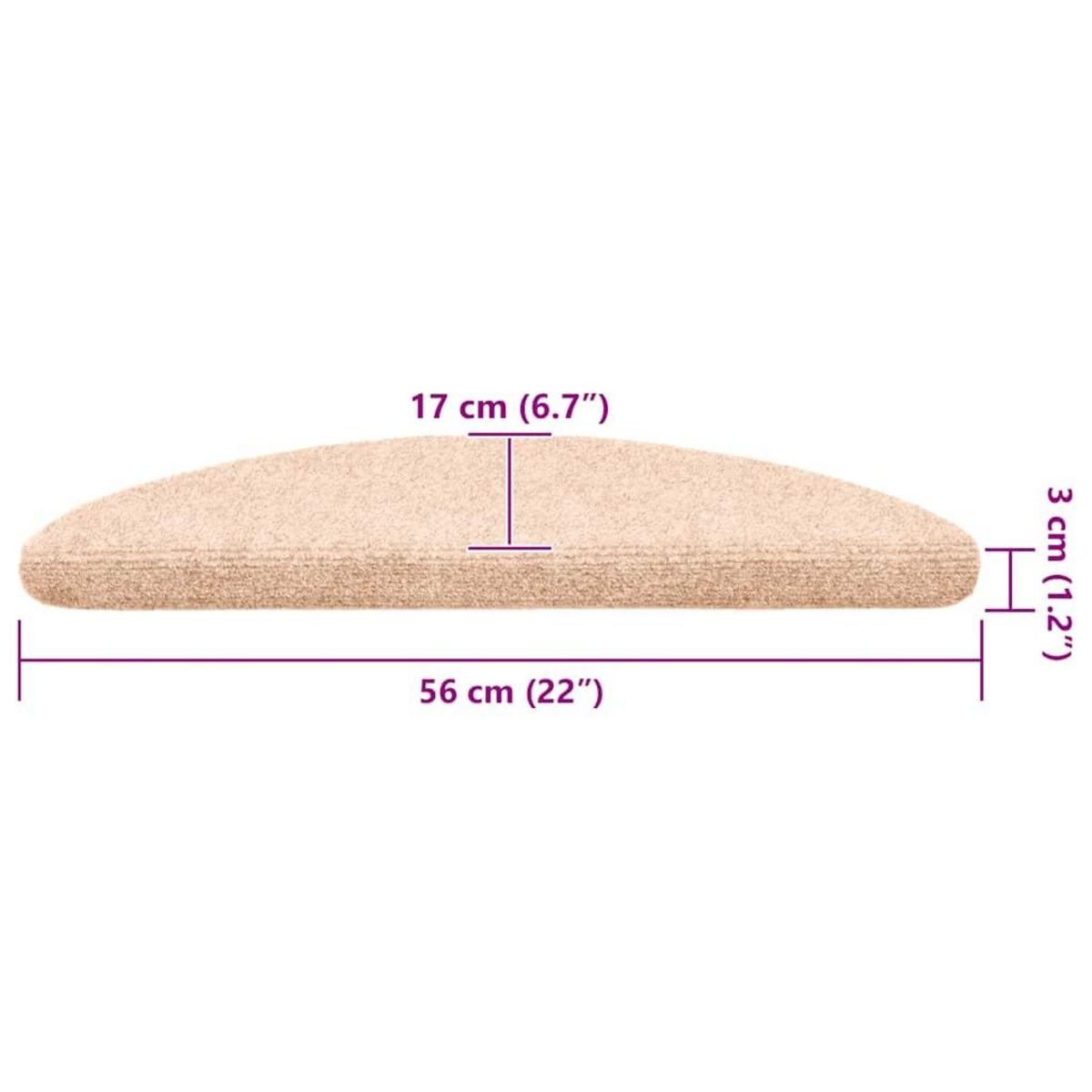 VIDAXL Tapis d'escalier autocollant 20 pcs creme 56x17x3 cm