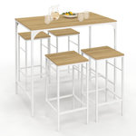 ID MARKET Ensemble table haute de bar DETROIT 100 cm et 4 tabourets de bar bois et métal blanc design industriel