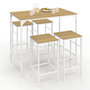 Voir la diapositive 1 : ID MARKET Ensemble table haute de bar DETROIT 100 cm et 4 tabourets de bar bois et métal blanc design industriel