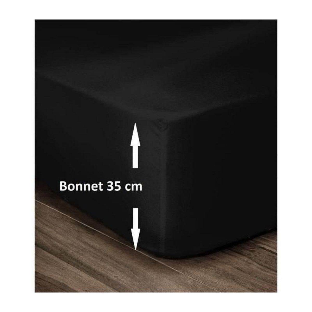 LOVELY HOME LOVELY HOME Drap Housse 100% Coton 140x190cm - Bonnet 35cm - Noir