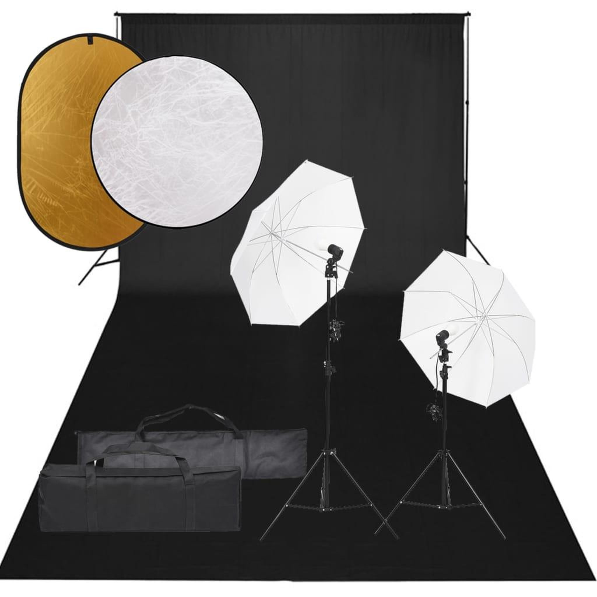 VIDAXL Kit de studio photo avec eclairage toile de fond et reflecteur